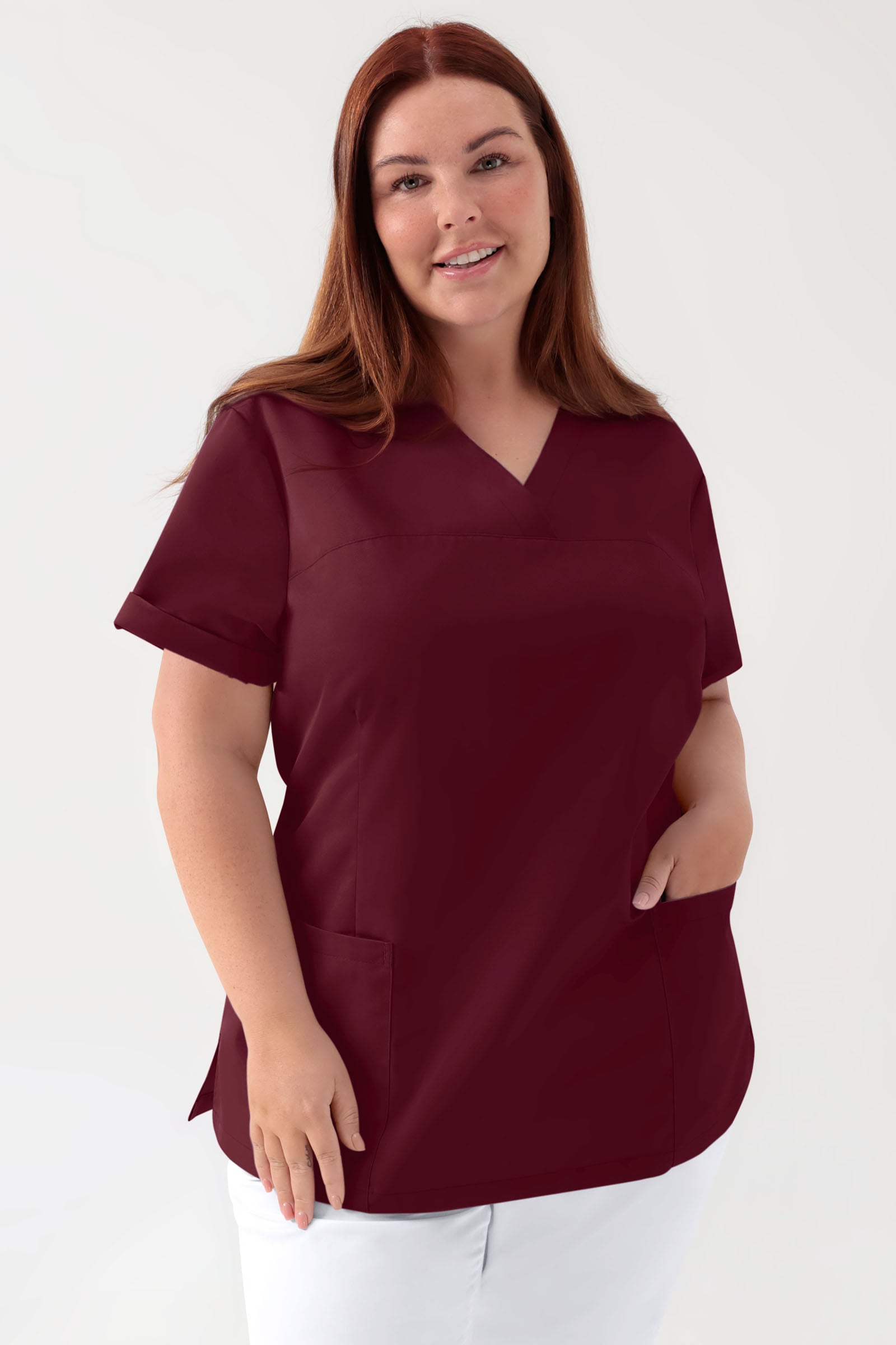 Tunique Stretch Femme - Décolleté V bordeaux, Vue de face