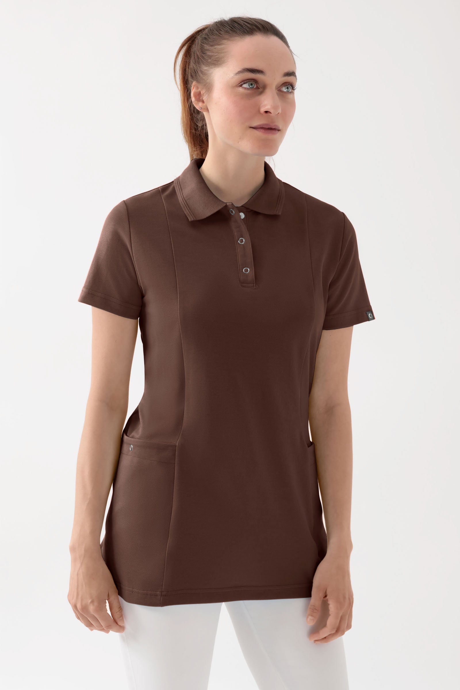 COMFY FLEX Tunique Stretch Femme - Col polo coffee