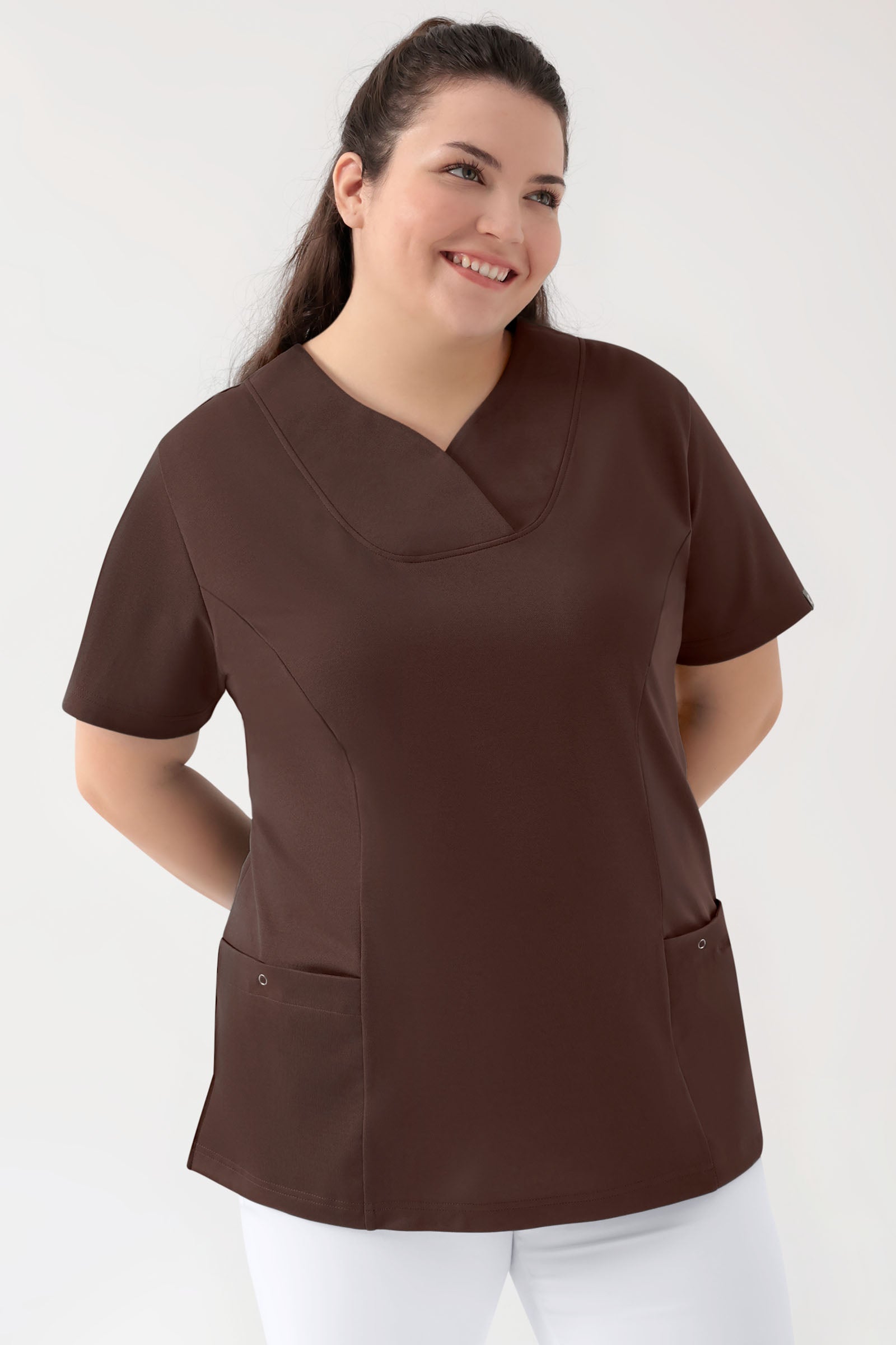 COMFY FLEX Tunique Stretch Femme - Décolleté Cœur coffee