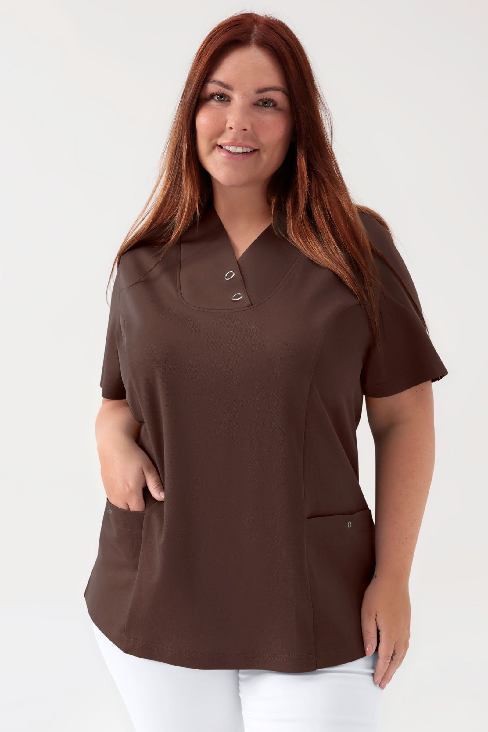 COMFY FLEX Tunique Stretch Femme - Boutons-pression coffee