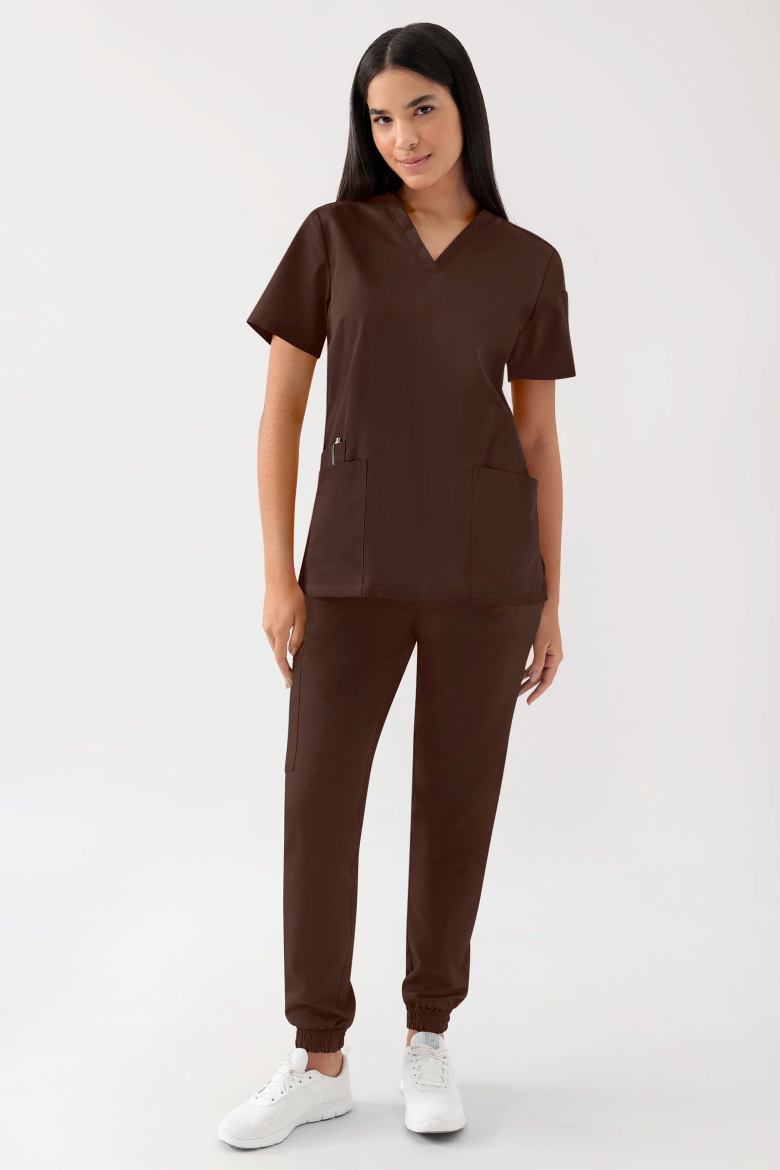 GREEN Tunique Stretch Femme - Décolleté V coffee