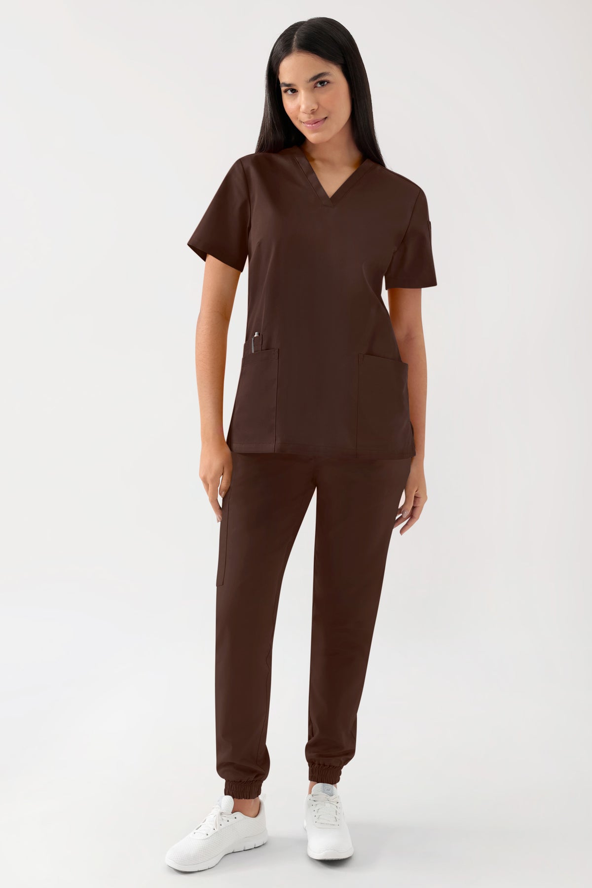 GREEN Tunique Stretch Femme - Décolleté V coffee, Vue de face
