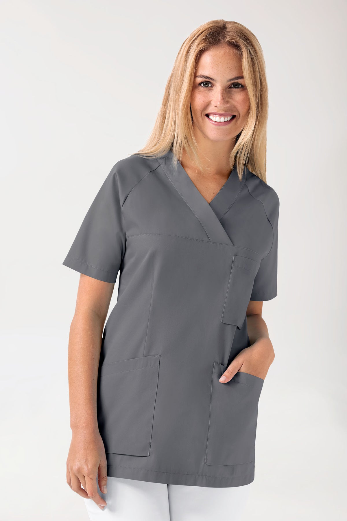 LA tunique médicale femme - Décolleté V galet, Vue de face