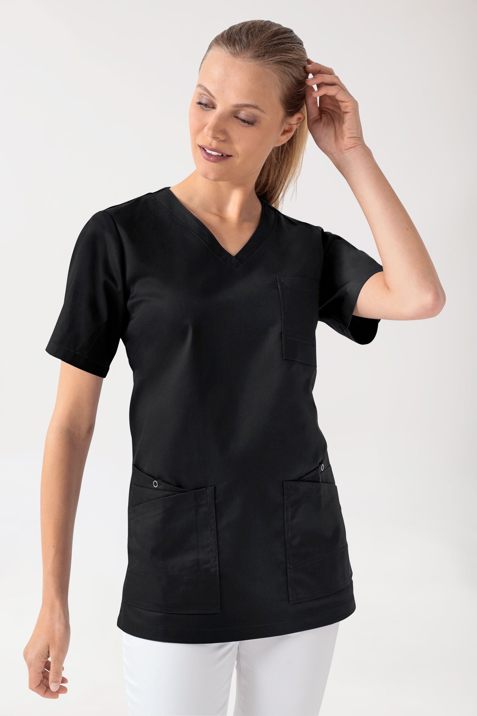CLINIC STRETCH Tunique Femme - Manche courte noir, Vue de face