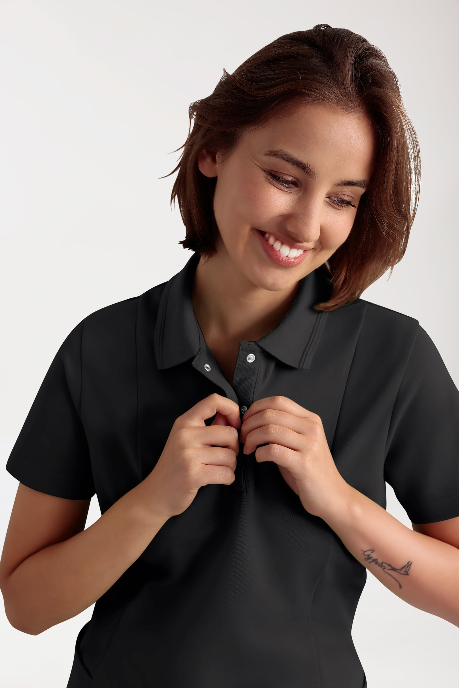 COMFY FLEX Tunique Stretch Femme - Col polo noir, Vue de face