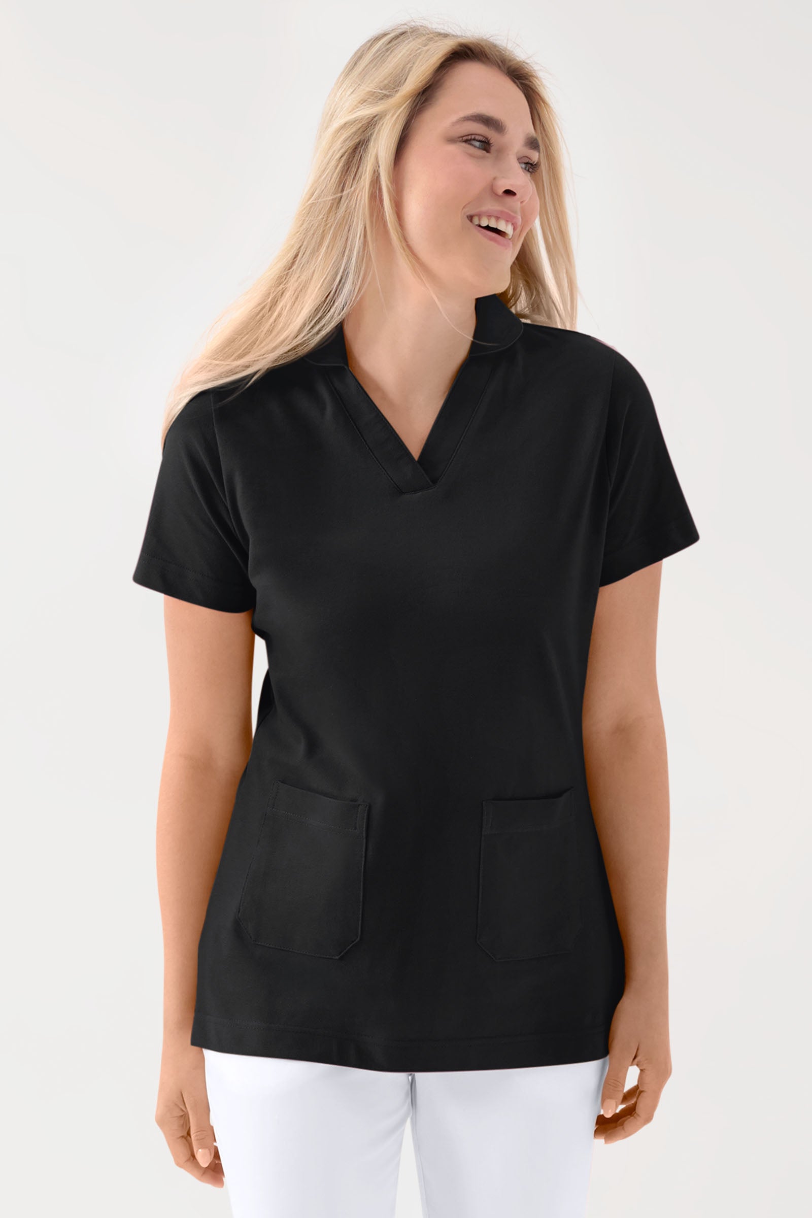 COMFY FLEX Tunique Stretch Femme - col châle noir