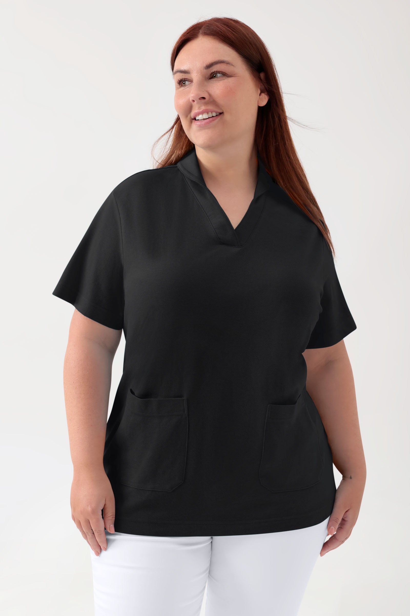 COMFY FLEX Tunique Stretch Femme - col châle noir