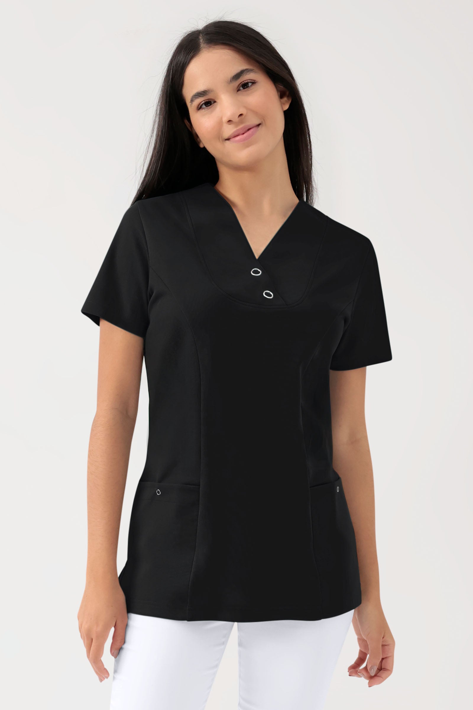 COMFY FLEX Tunique Stretch Femme - Boutons-pression noir