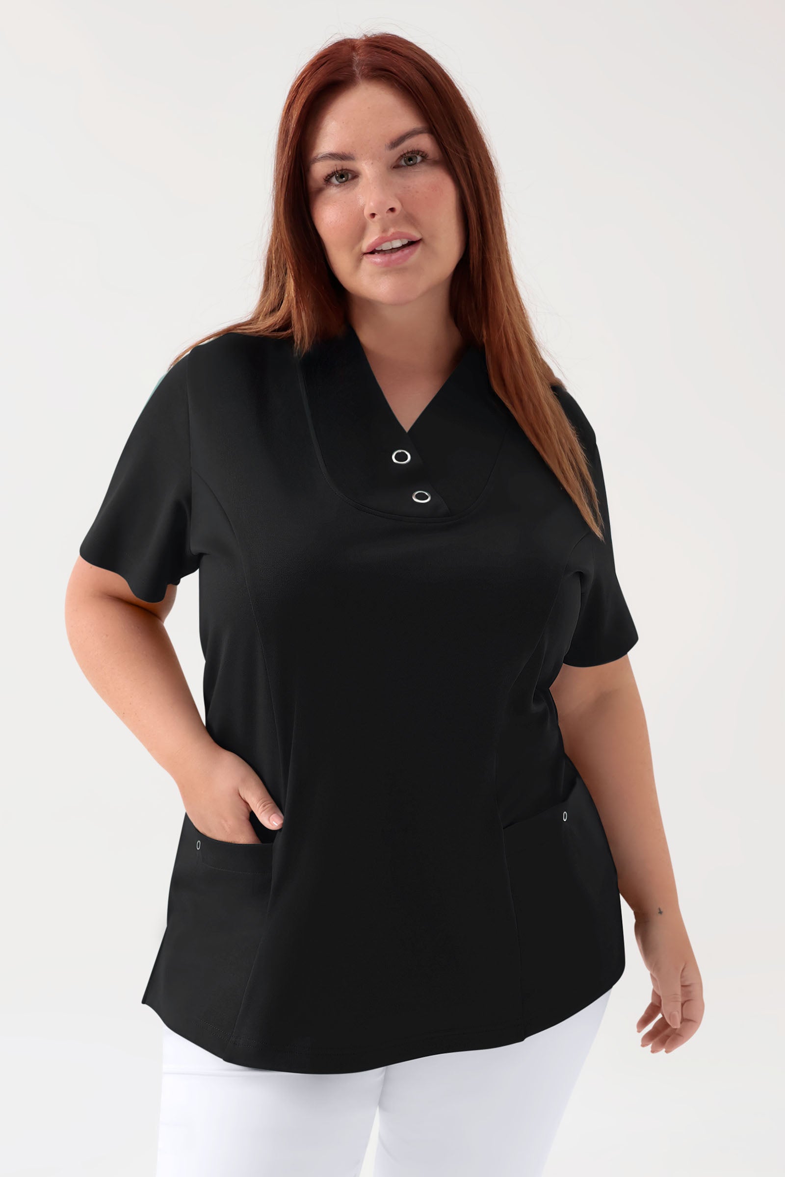 COMFY FLEX Tunique Stretch Femme - Boutons-pression noir