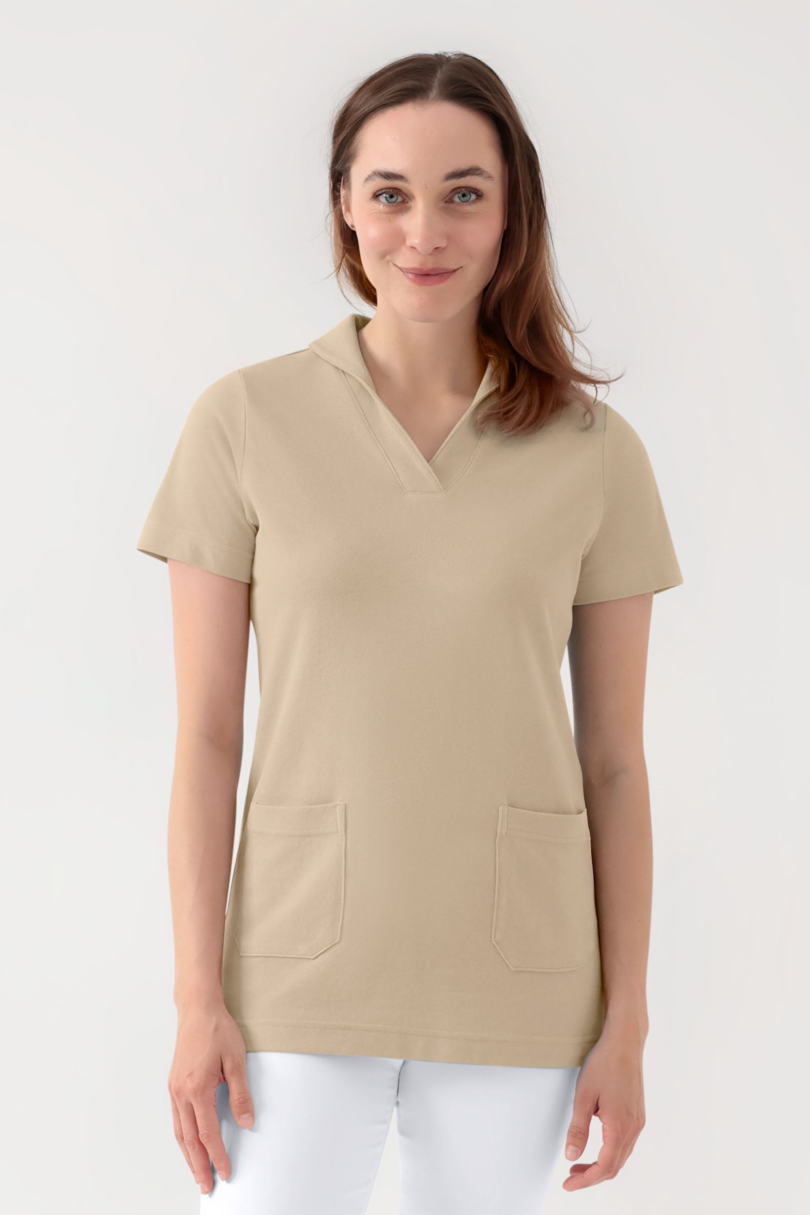 COMFY FLEX Tunique Stretch Femme - col châle sable