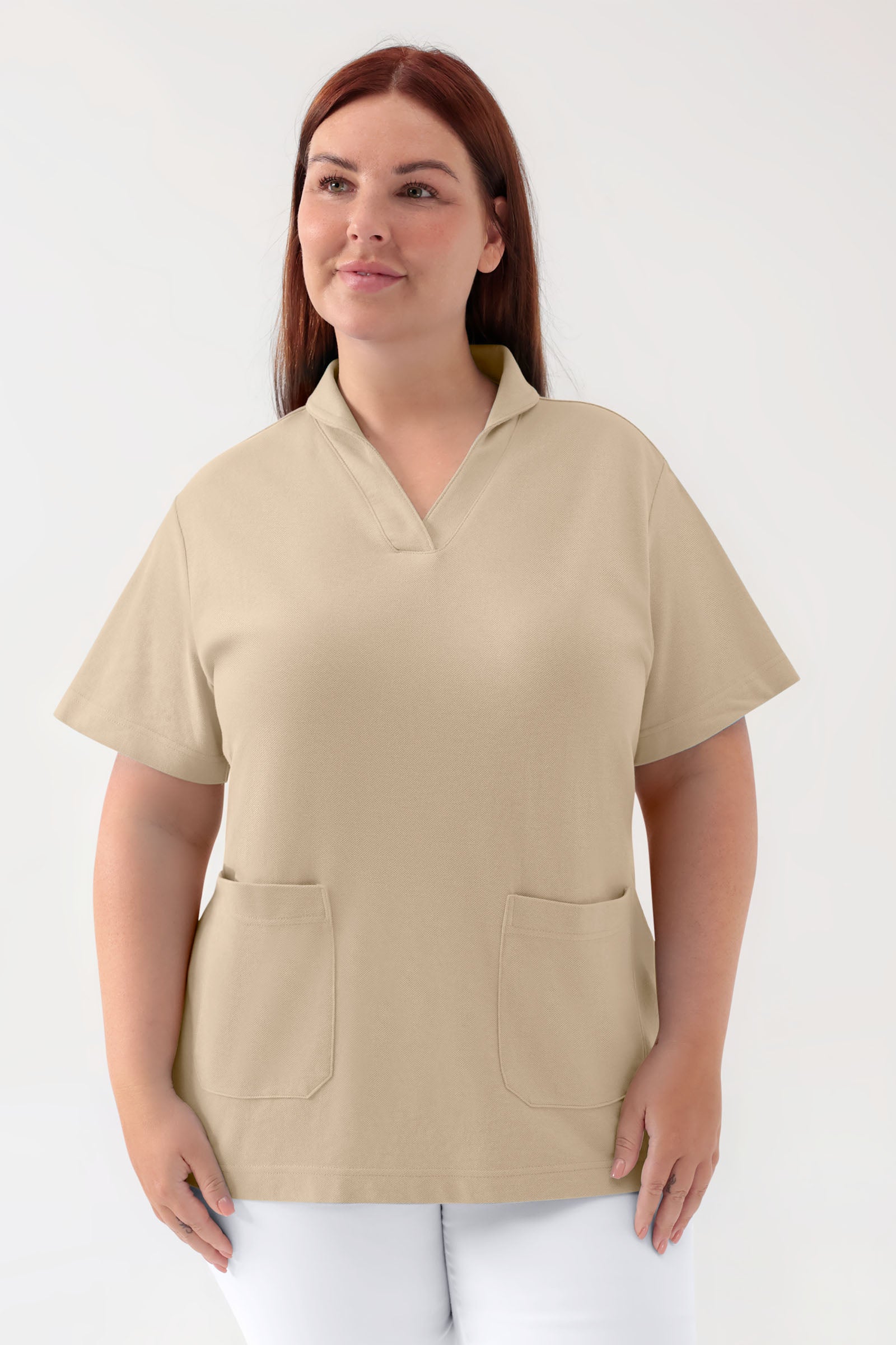 COMFY FLEX Tunique Stretch Femme - col châle sable