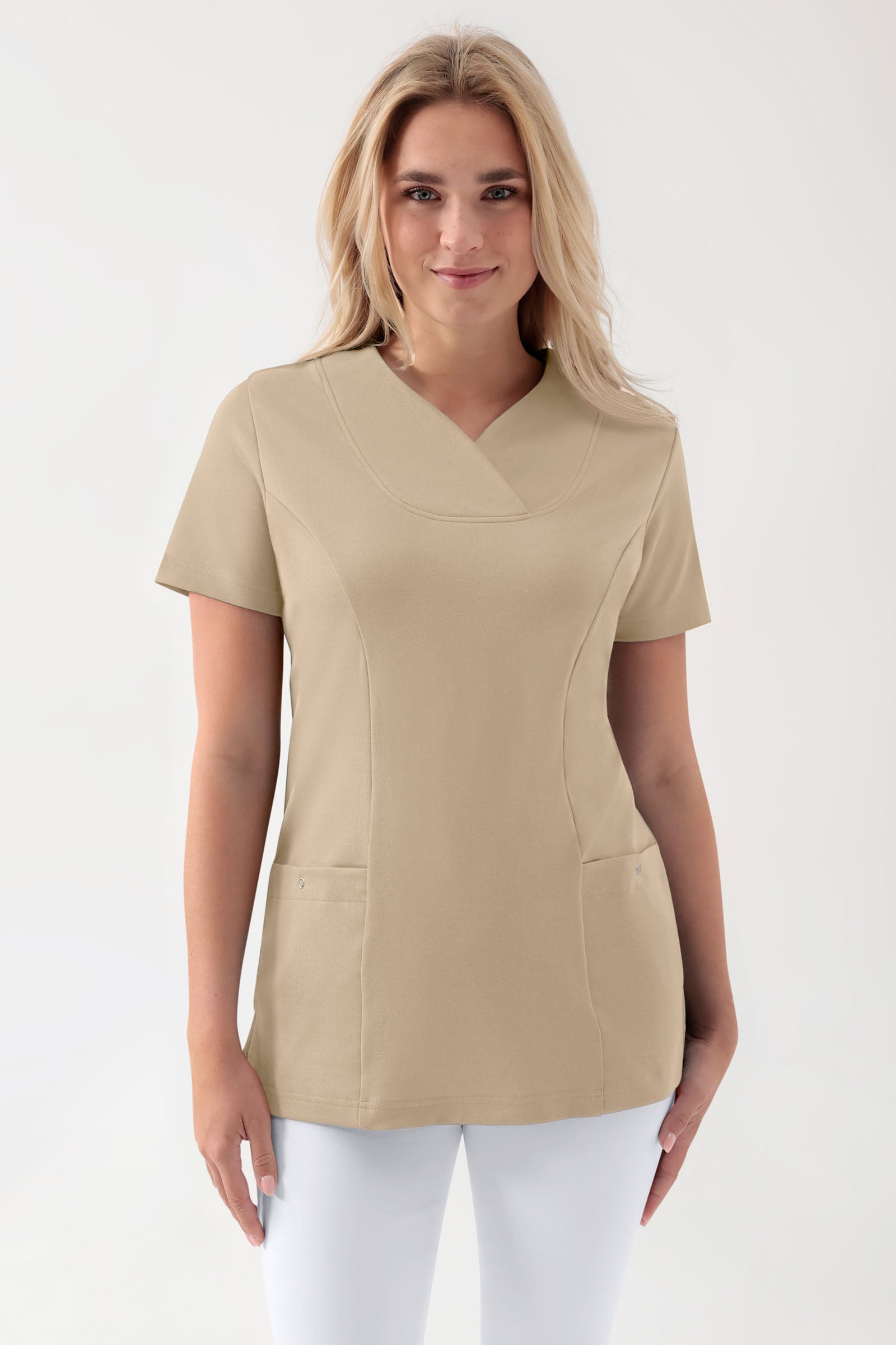 COMFY FLEX Tunique Stretch Femme - Décolleté Cœur sable