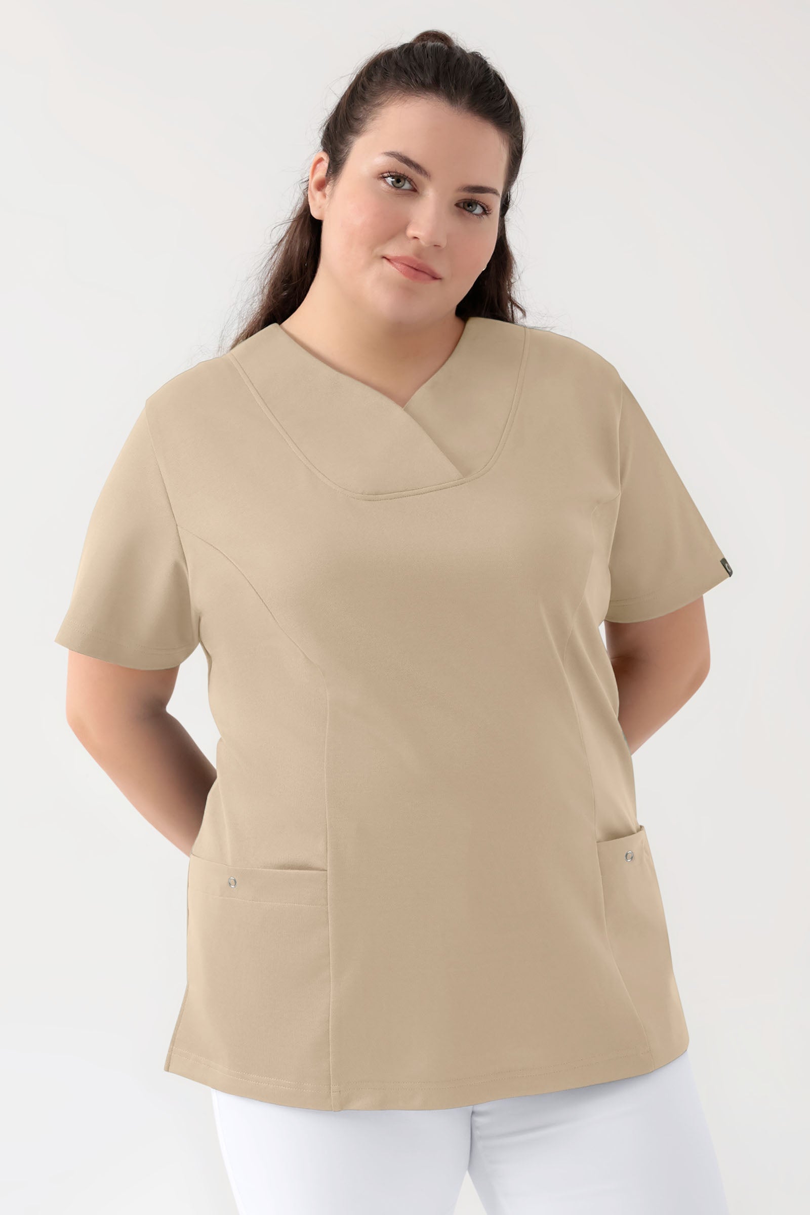 COMFY FLEX Tunique Stretch Femme - Décolleté Cœur sable