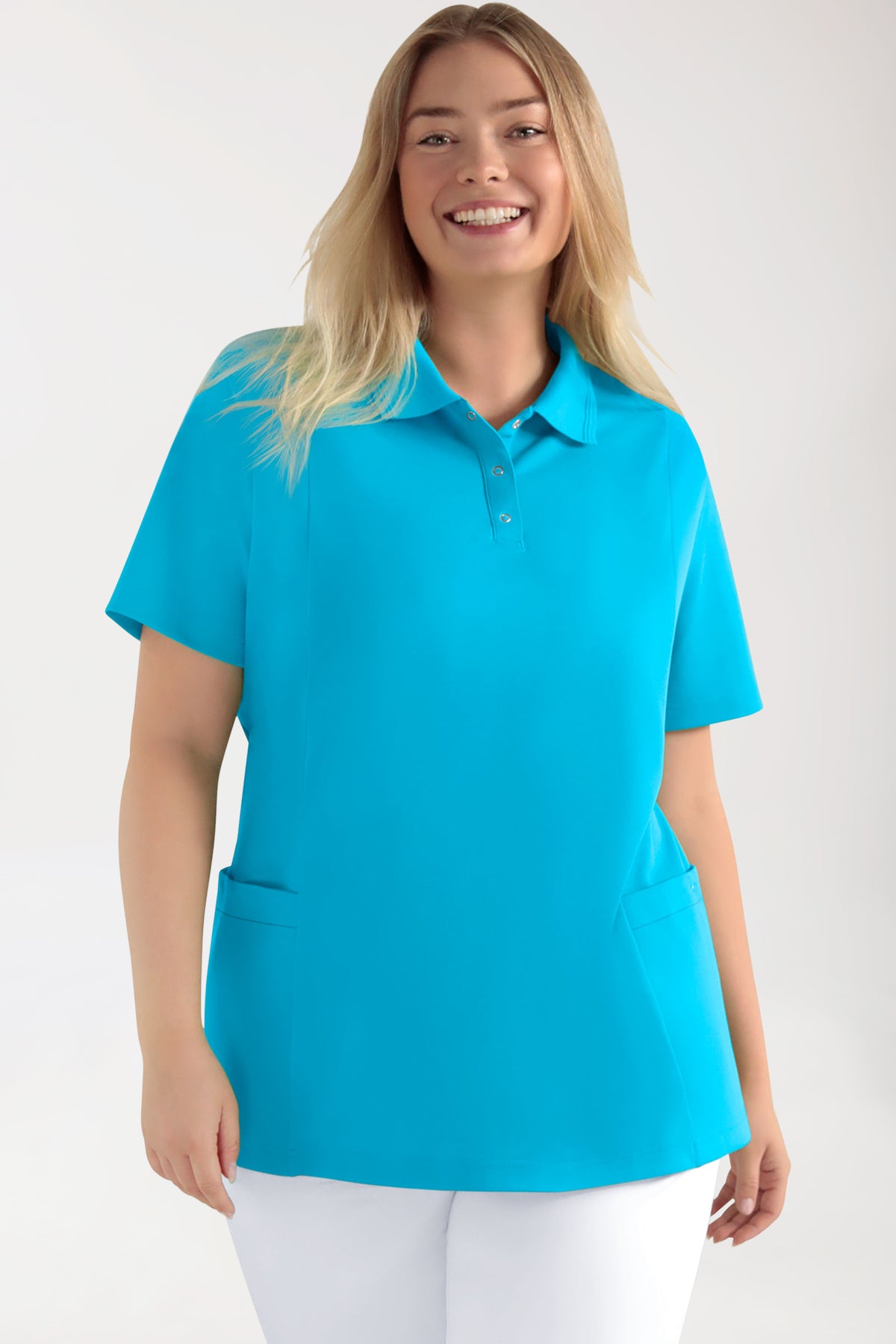 COMFY FLEX Tunique Stretch Femme - Col polo turquoise