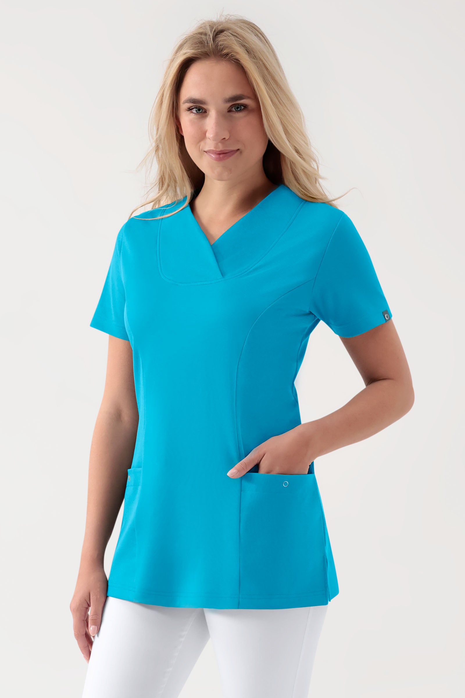 COMFY FLEX Tunique Stretch Femme - Décolleté Cœur turquoise, Vue de face