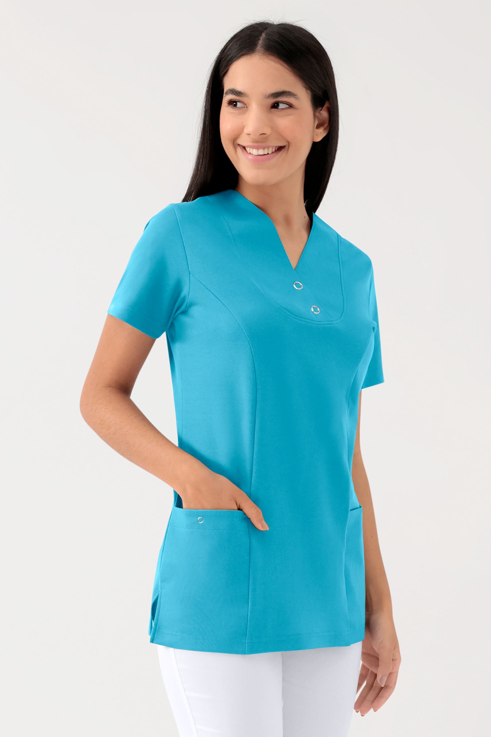 COMFY FLEX Tunique Stretch Femme - Boutons-pression turquoise