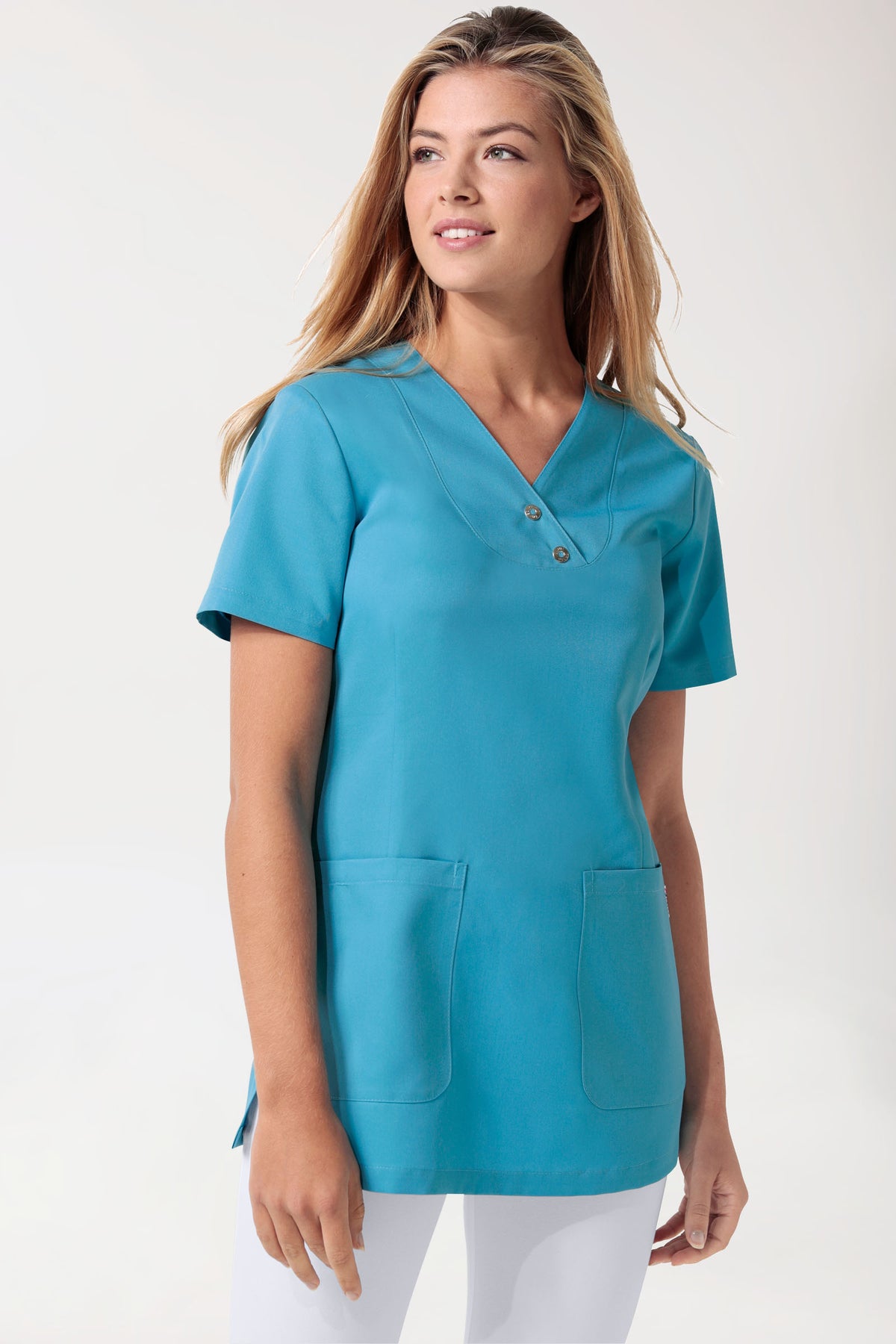 GREEN Tunique Femme - Boutons-pression turquoise foncé
