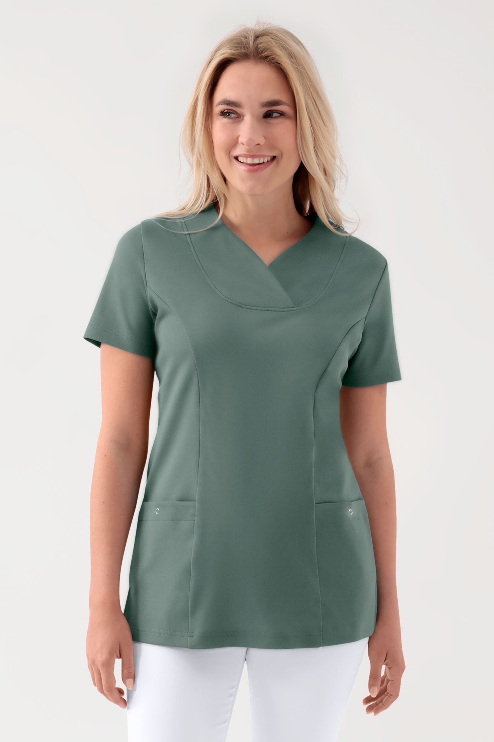 COMFY FLEX Tunique Stretch Femme - Décolleté Cœur vert foncé, Vue de face