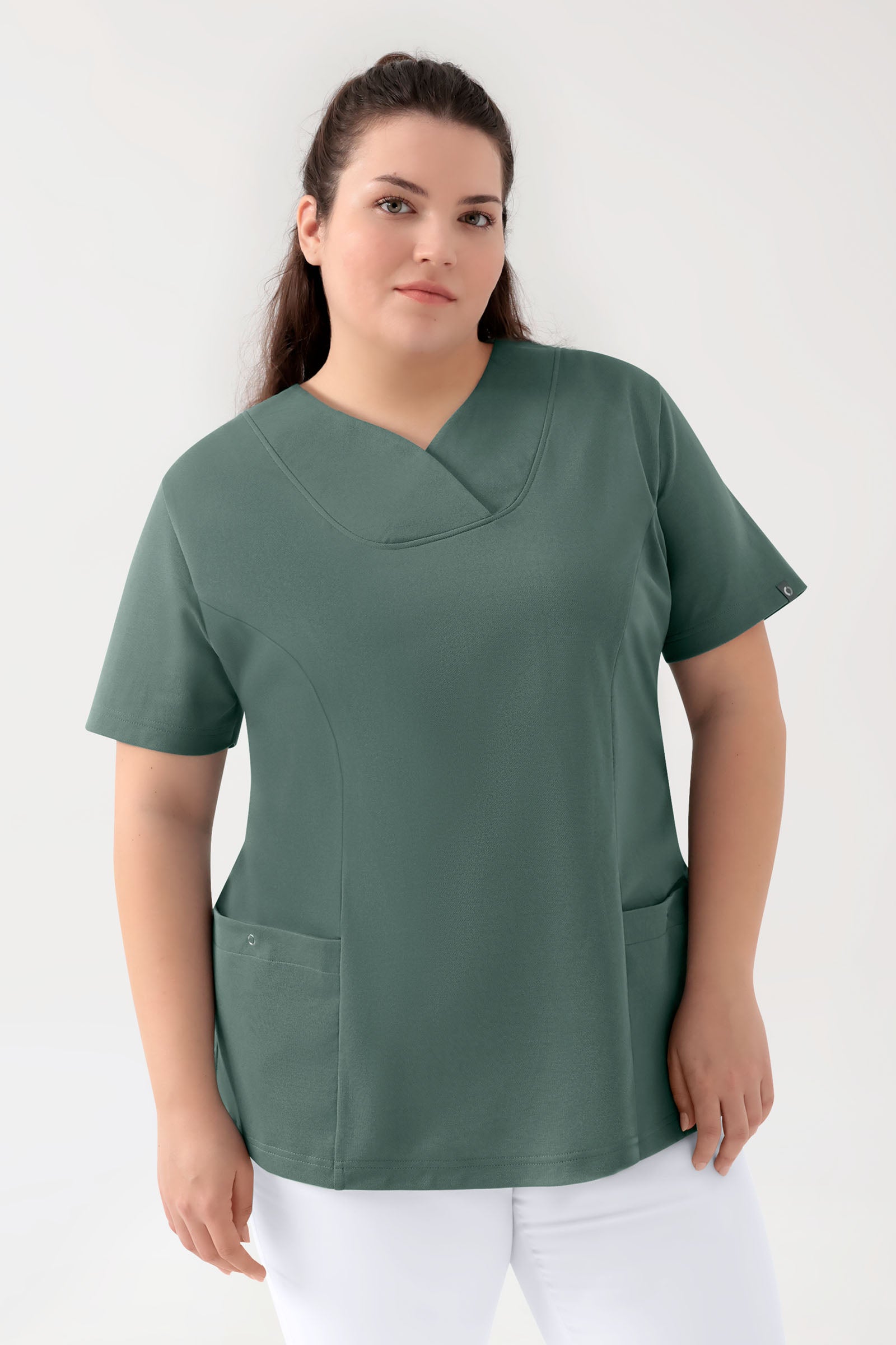 COMFY FLEX Tunique Stretch Femme - Décolleté Cœur vert foncé