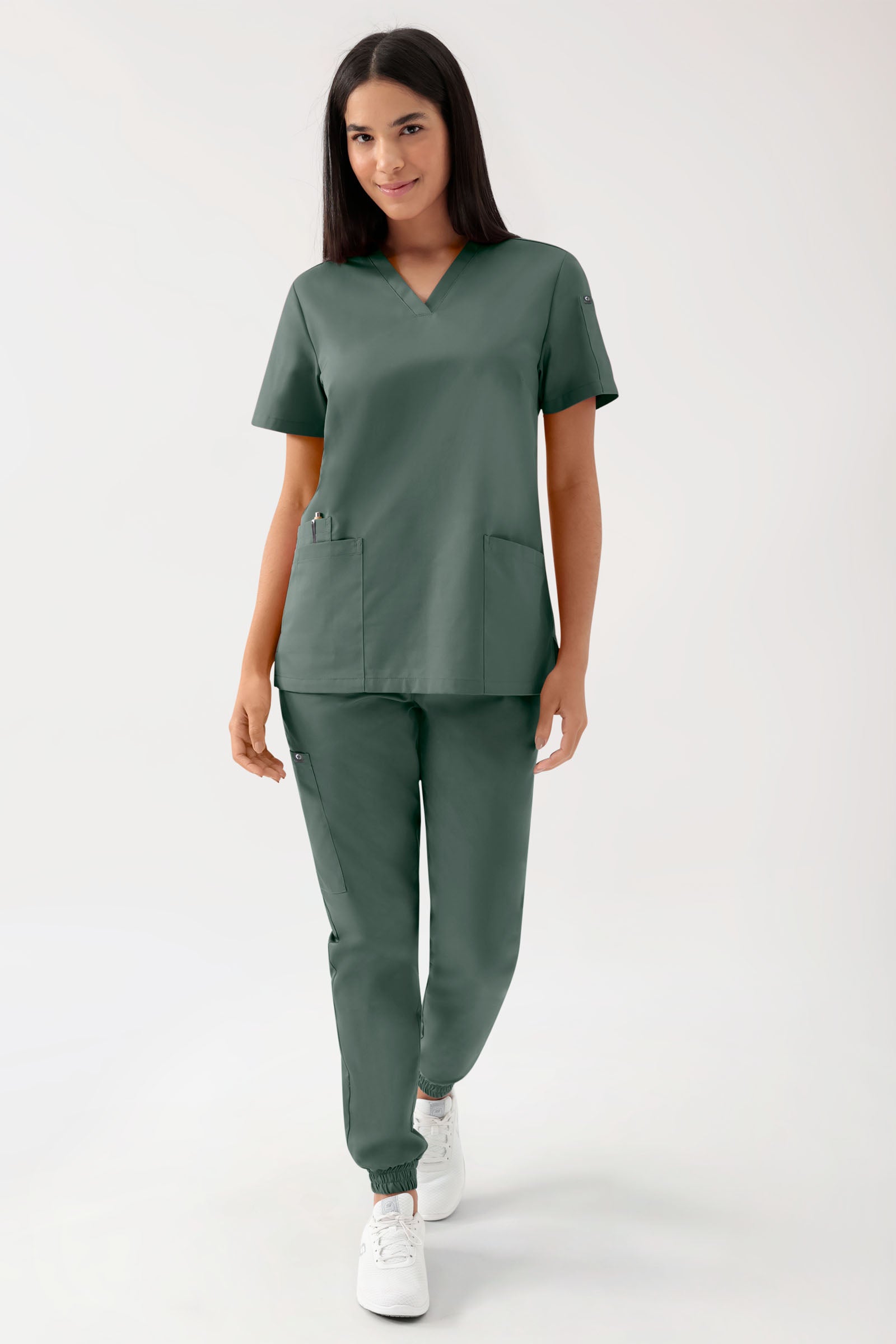 GREEN Tunique Stretch Femme - Décolleté V vert foncé