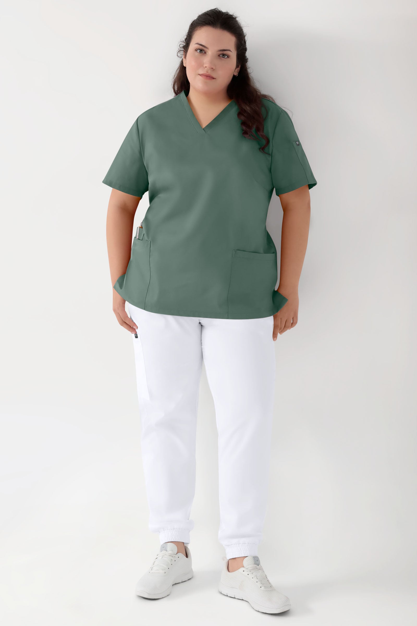 GREEN Tunique Stretch Femme - Décolleté V vert foncé