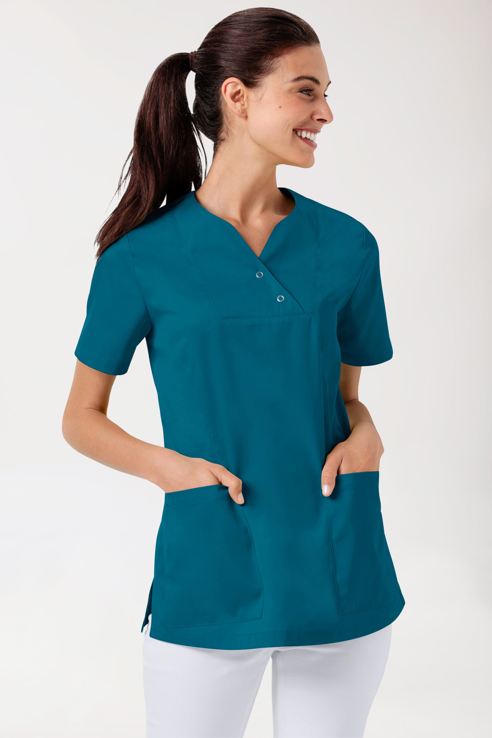 CORE Tunique Femme curved fit - Boutons-pression vert pétrole