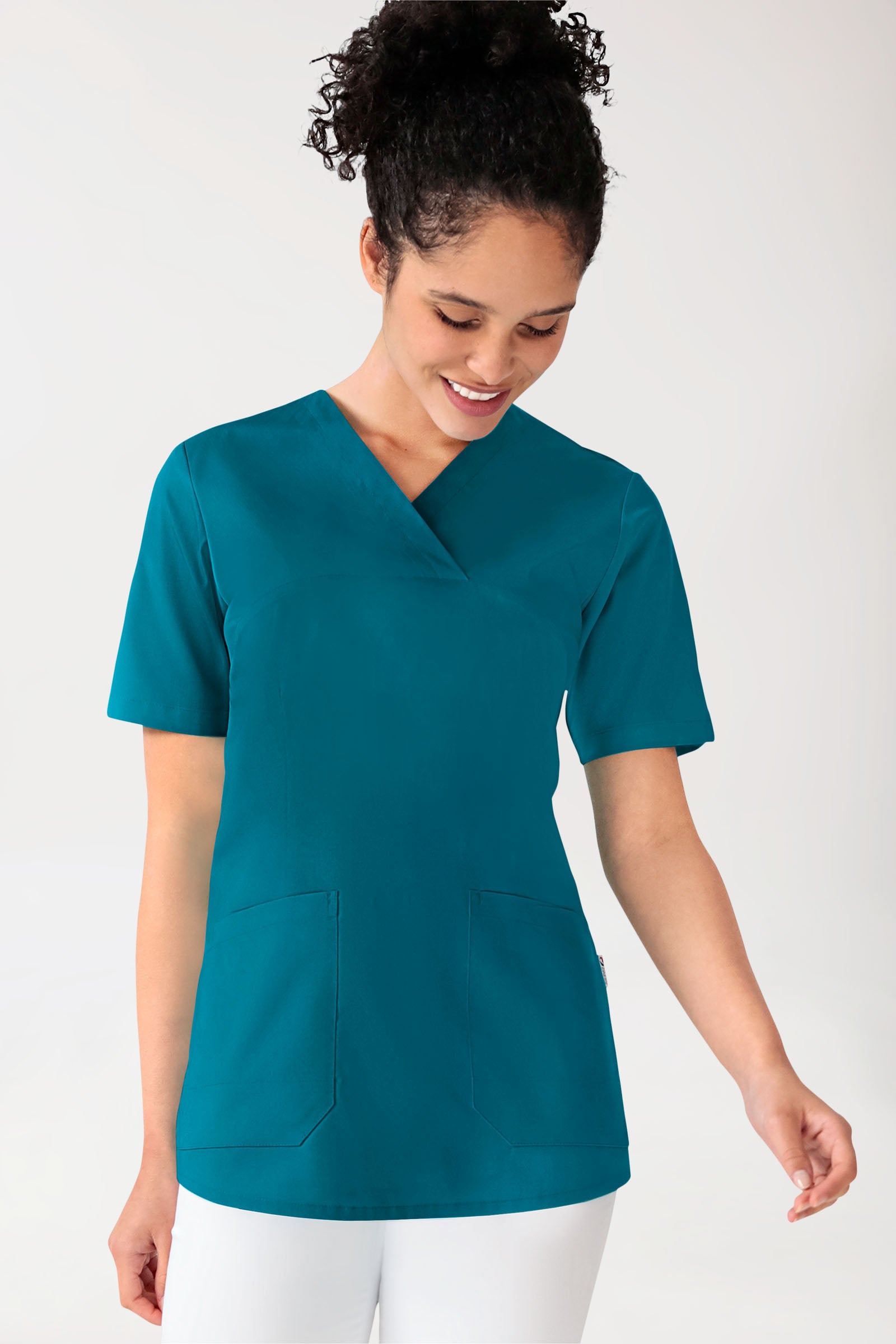 Tunique Stretch Femme - Col V vert pétrole