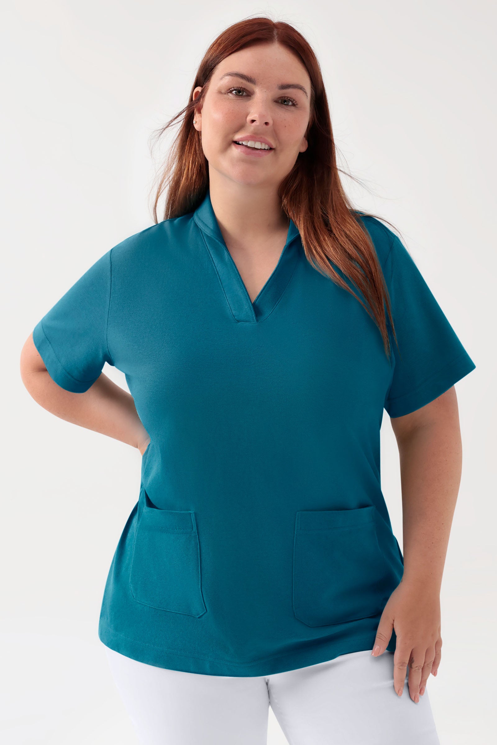 COMFY FLEX Tunique Stretch Femme - col châle pétrole