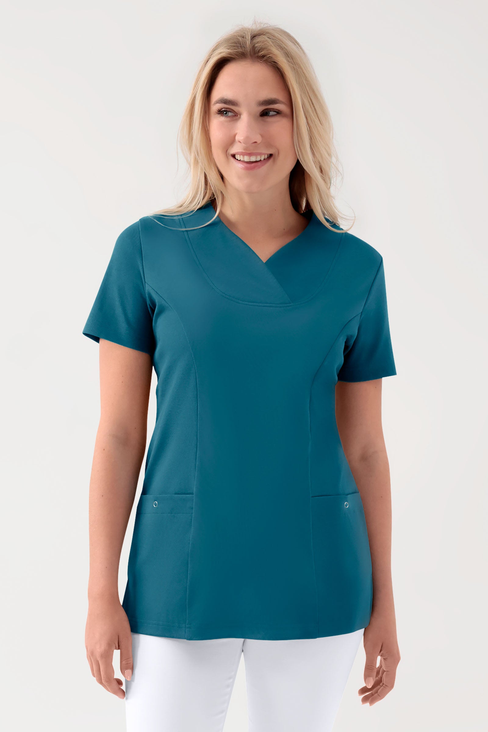 COMFY FLEX Tunique Stretch Femme - Décolleté Cœur pétrole