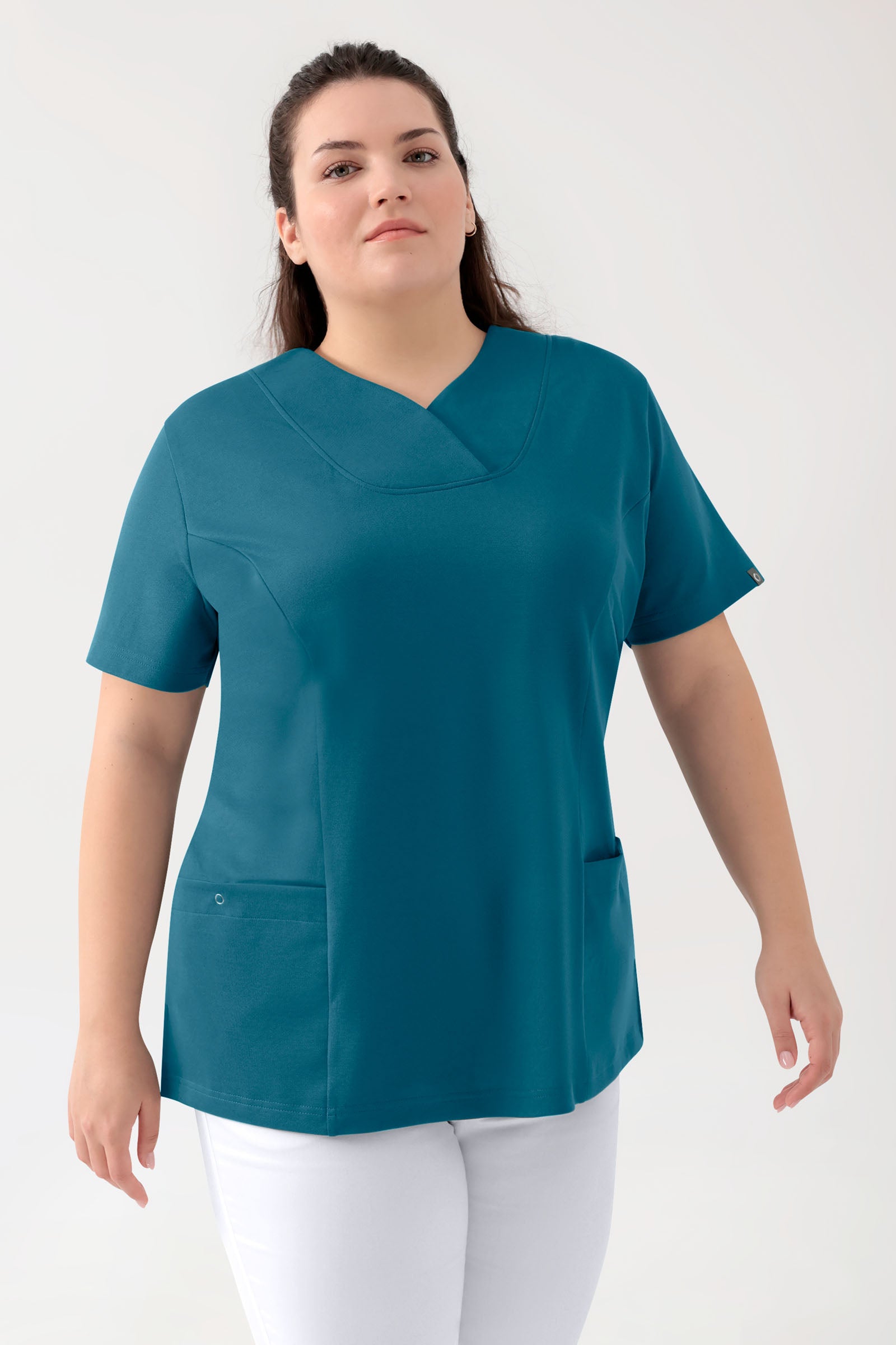 COMFY FLEX Tunique Stretch Femme - Décolleté Cœur pétrole