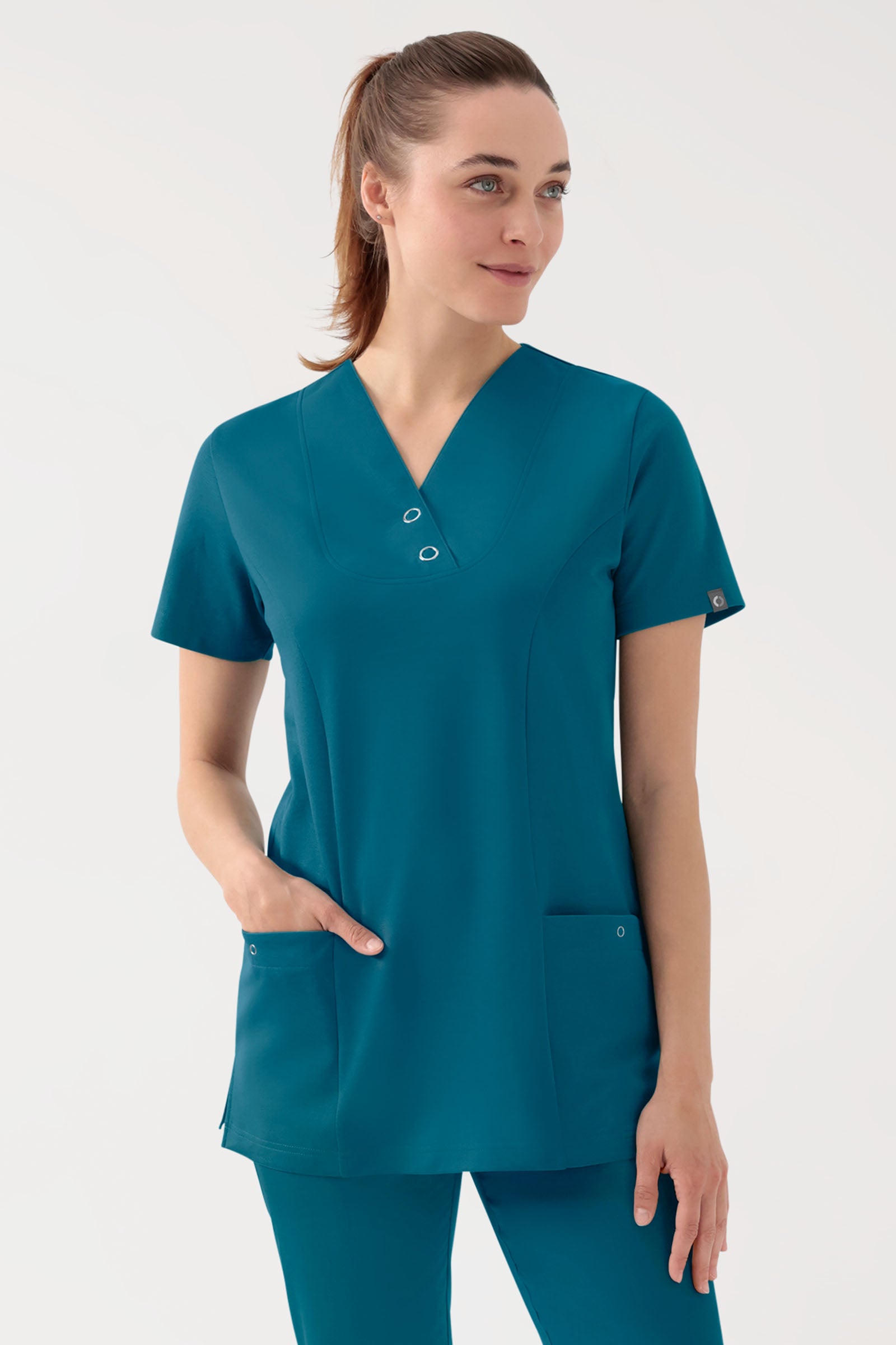 COMFY FLEX Tunique Stretch Femme - Boutons-pression pétrole