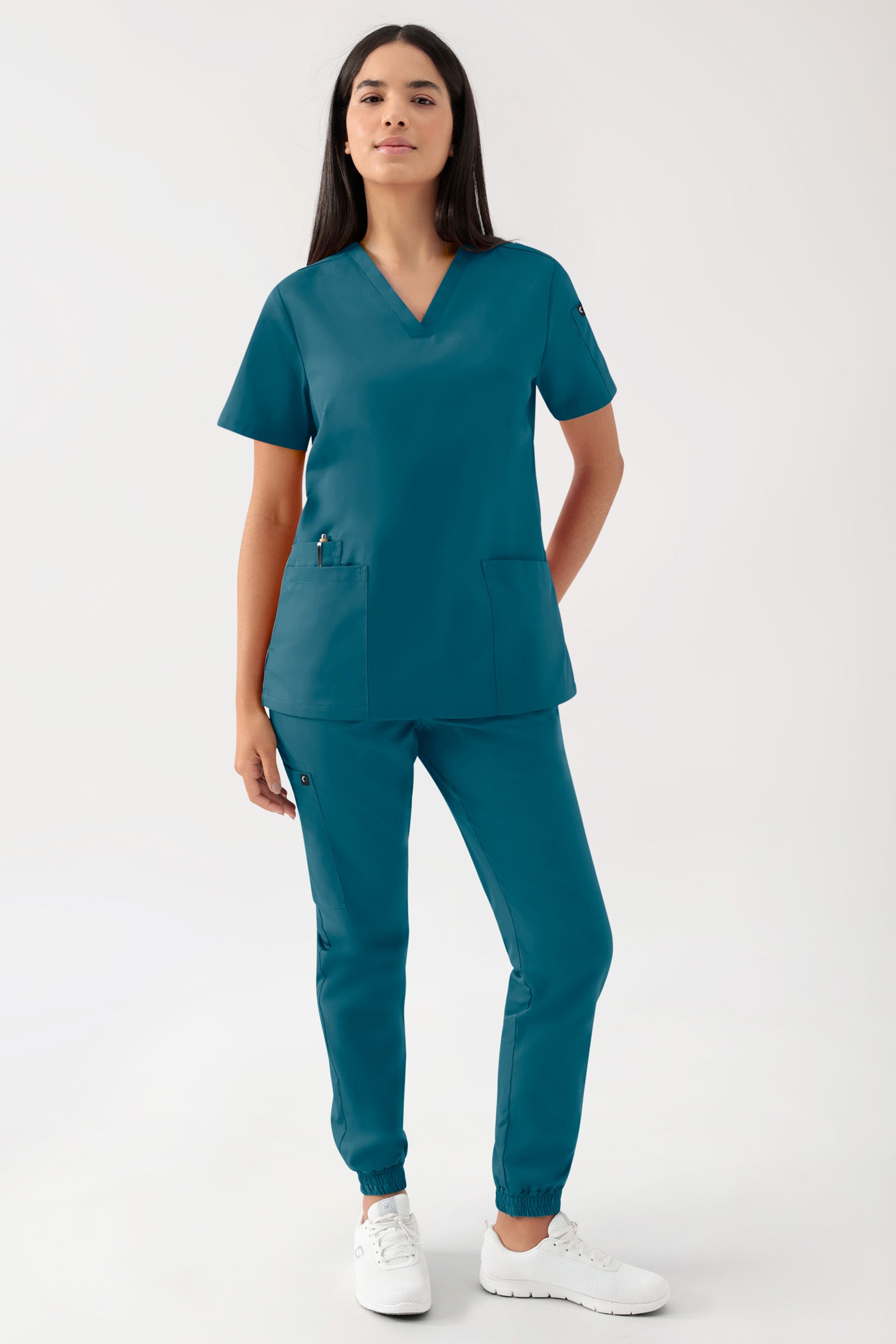 GREEN Tunique Stretch Femme - Décolleté V pétrole