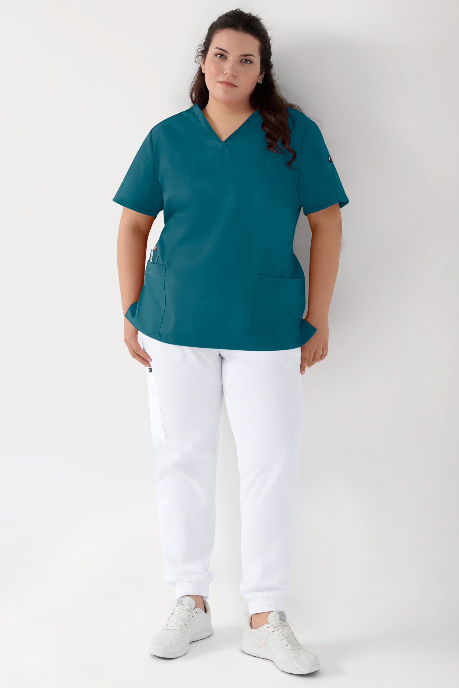 GREEN Tunique Stretch Femme - Décolleté V pétrole