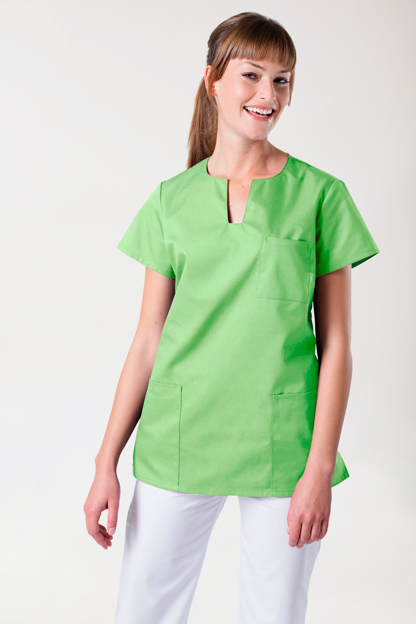 JUST STRONG Tunique Femme - Décolleté carré vert pomme
