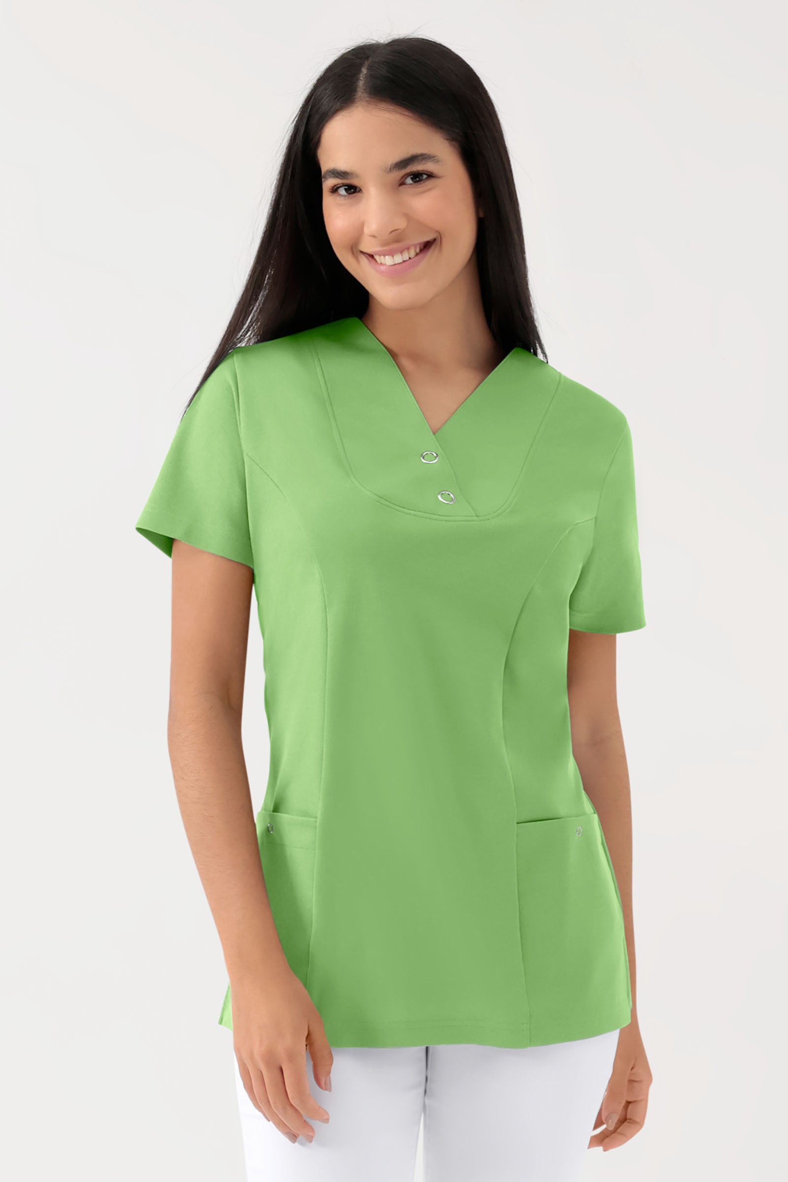 COMFY FLEX Tunique Stretch Femme - Boutons-pression vert pomme