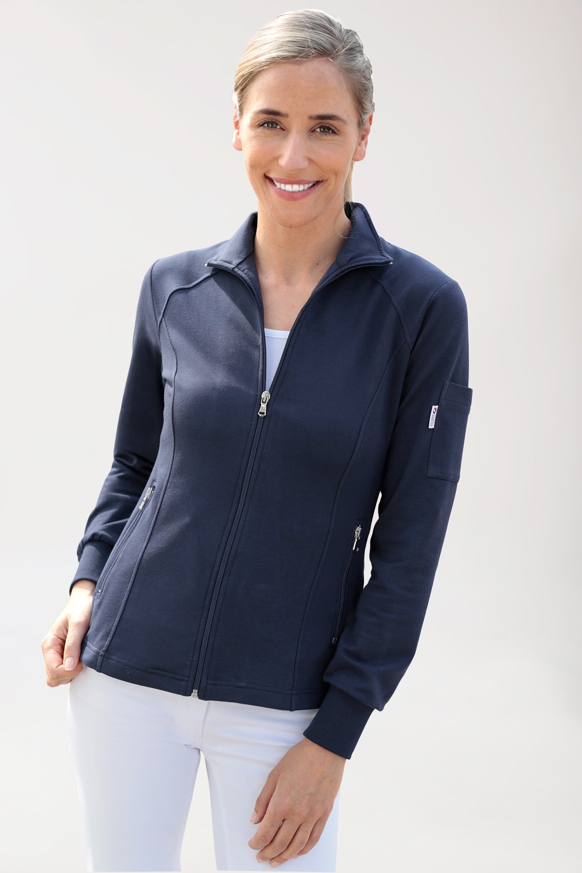 Veste en Sweat Femme - Col officier bleu navy