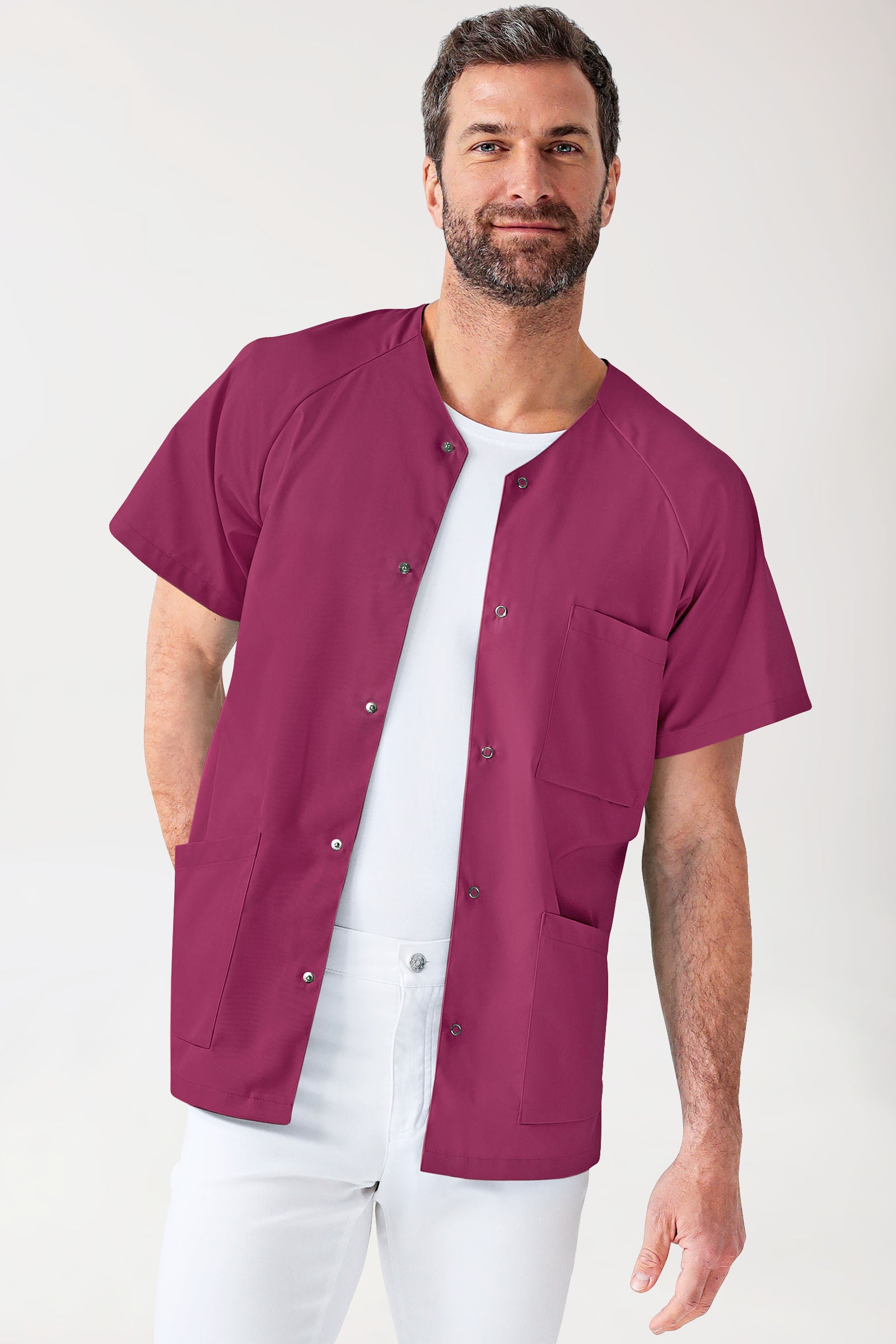 CORE Blouse Homme - Entièrement boutonnée berry