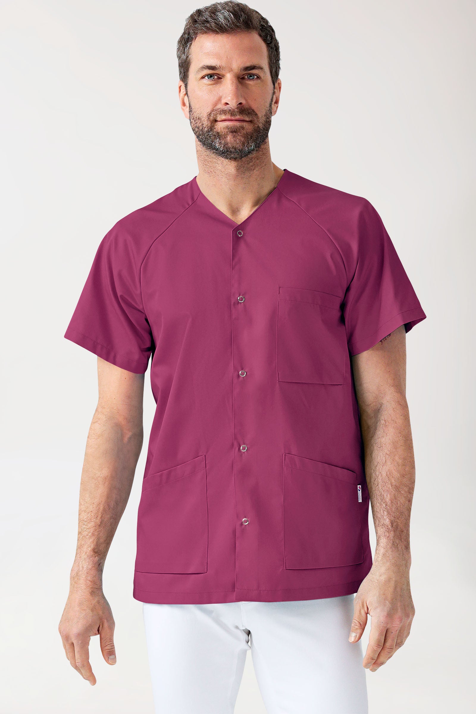 CORE Blouse Homme - Entièrement boutonnée berry