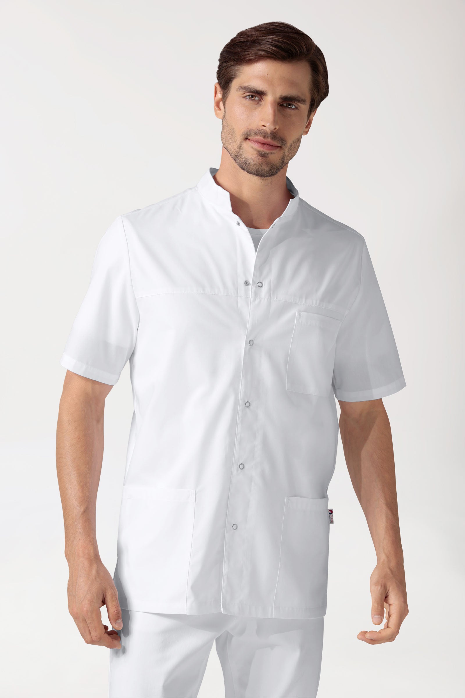 Blouse Stretch Homme - boutonnée blanc, Vue de face