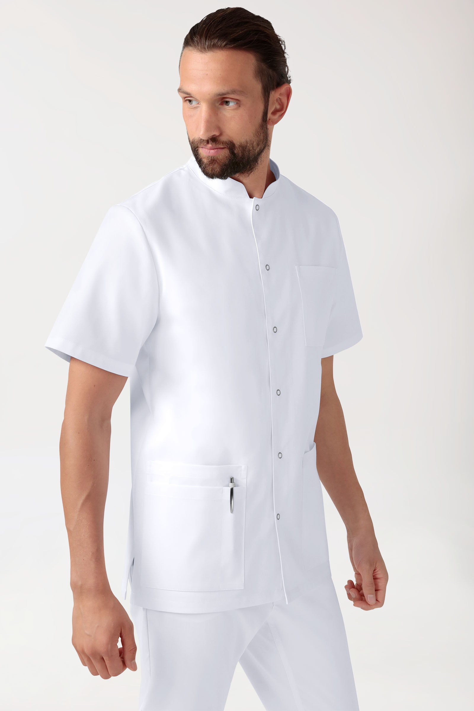 CLINIC STRETCH Blouse Homme - Entièrement boutonnée blanc
