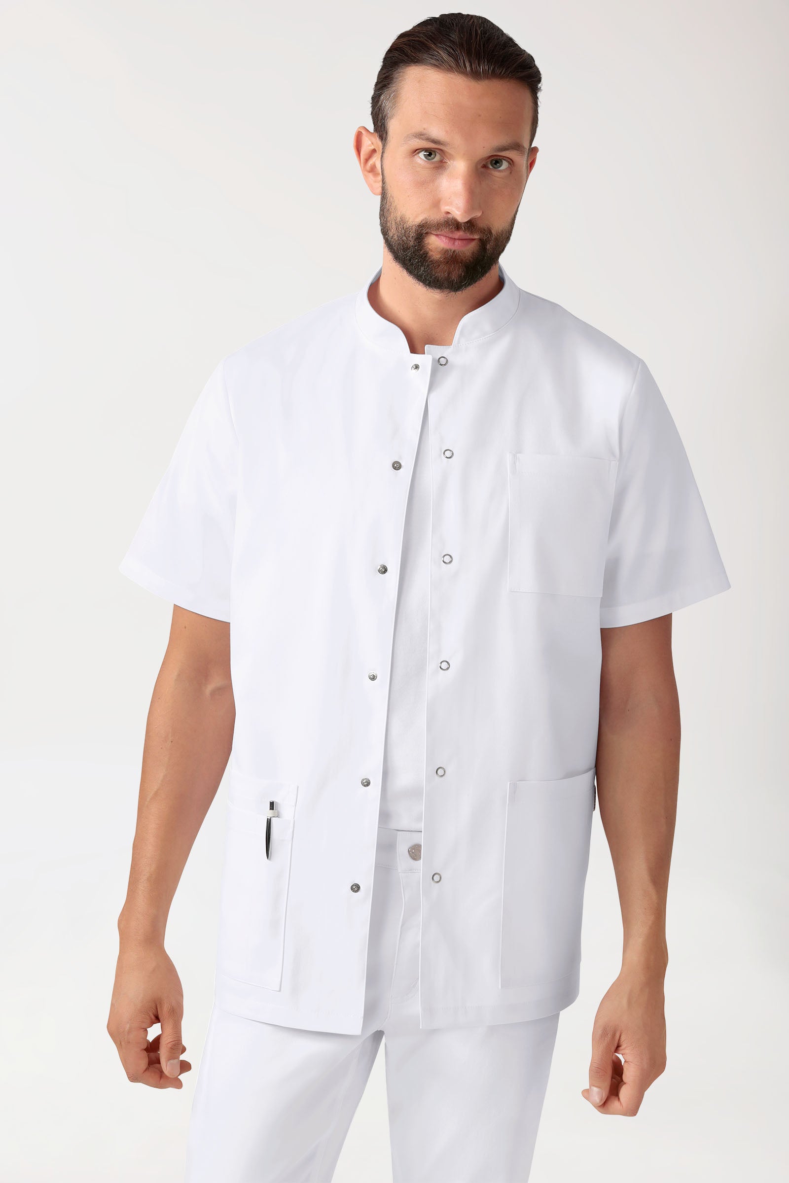 CLINIC STRETCH Blouse Homme - Entièrement boutonnée blanc
