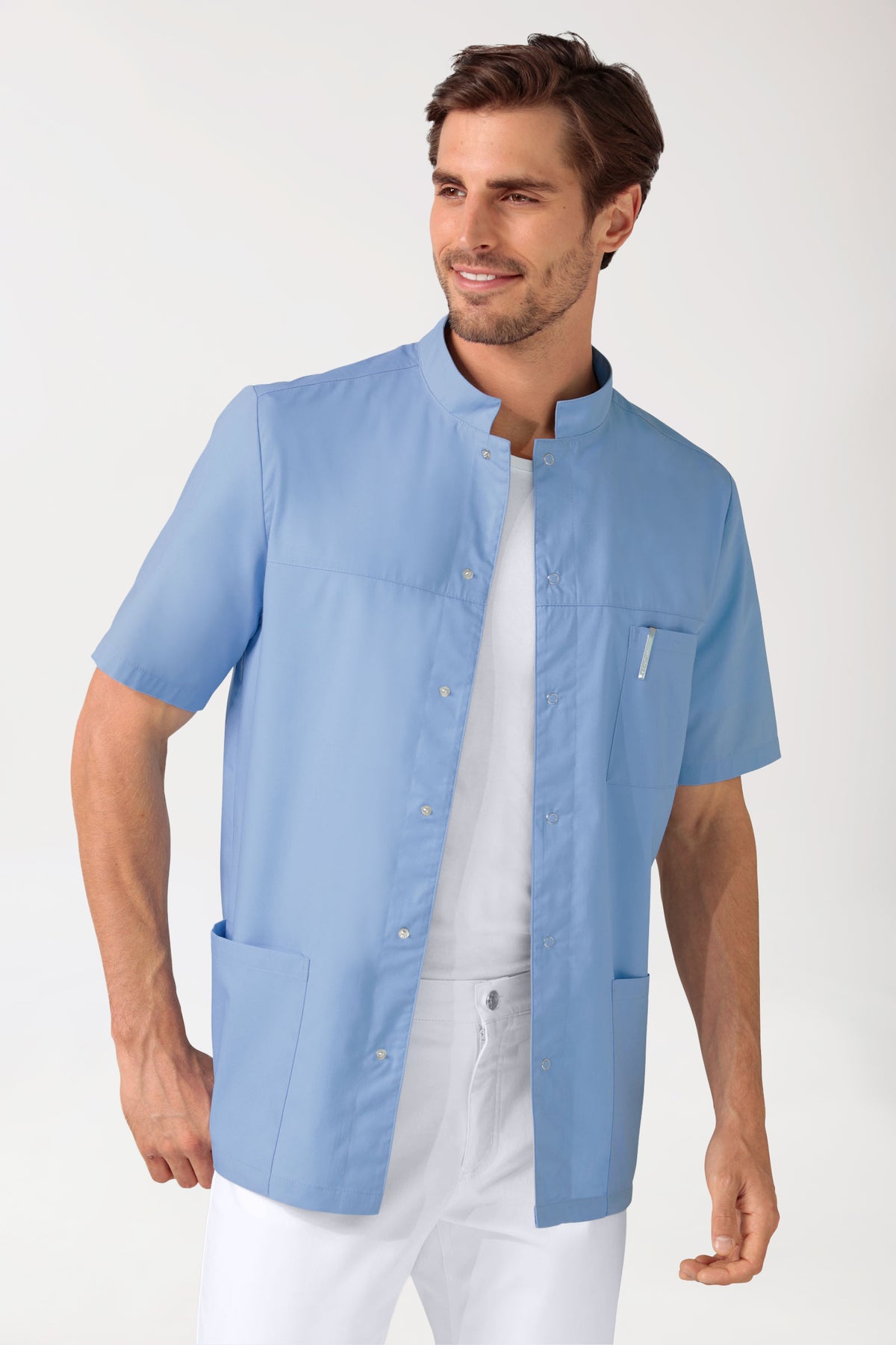 Blouse Stretch Homme - boutonnée bleu ciel