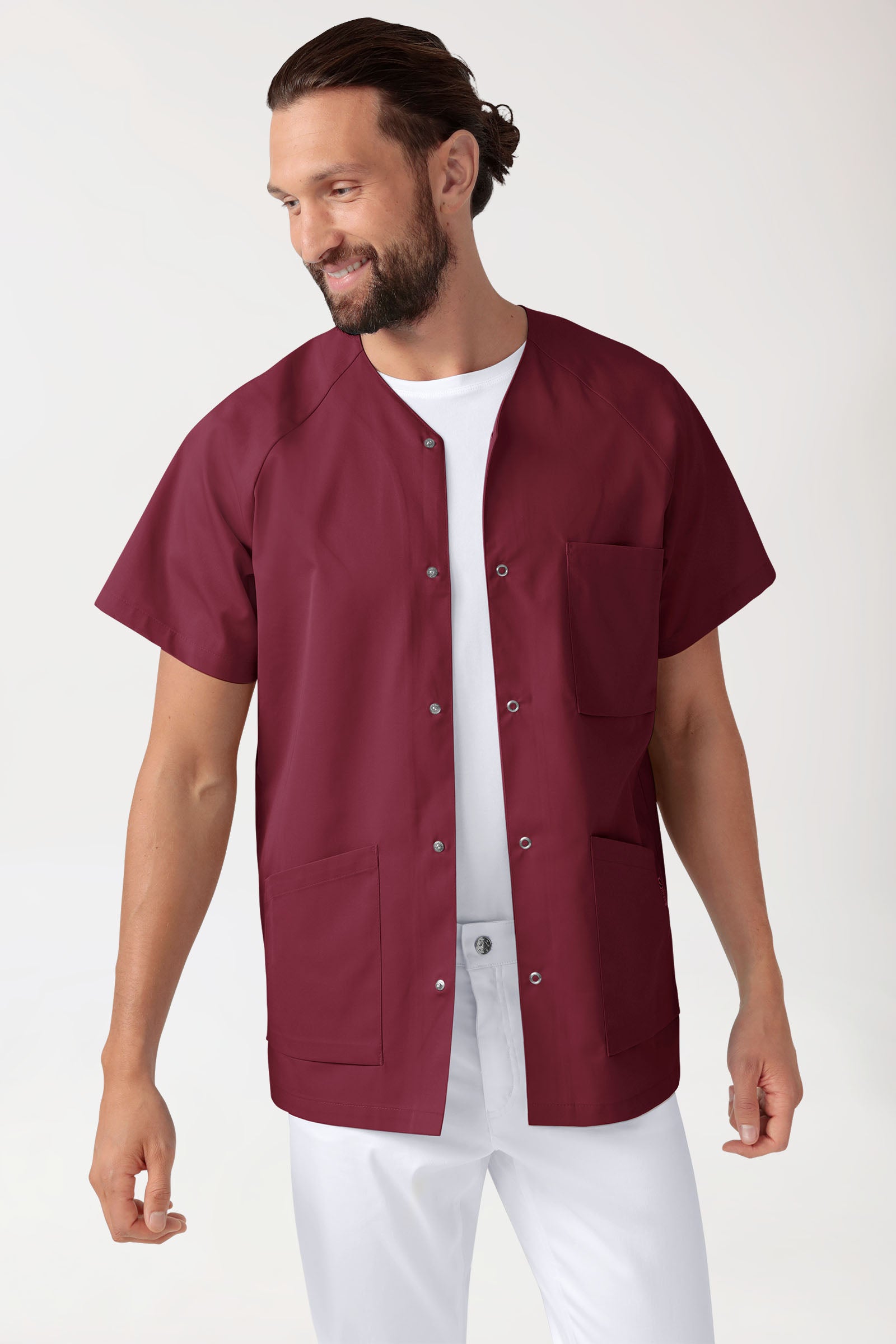 CORE Blouse Homme - Entièrement boutonnée bordeaux, Vue de face