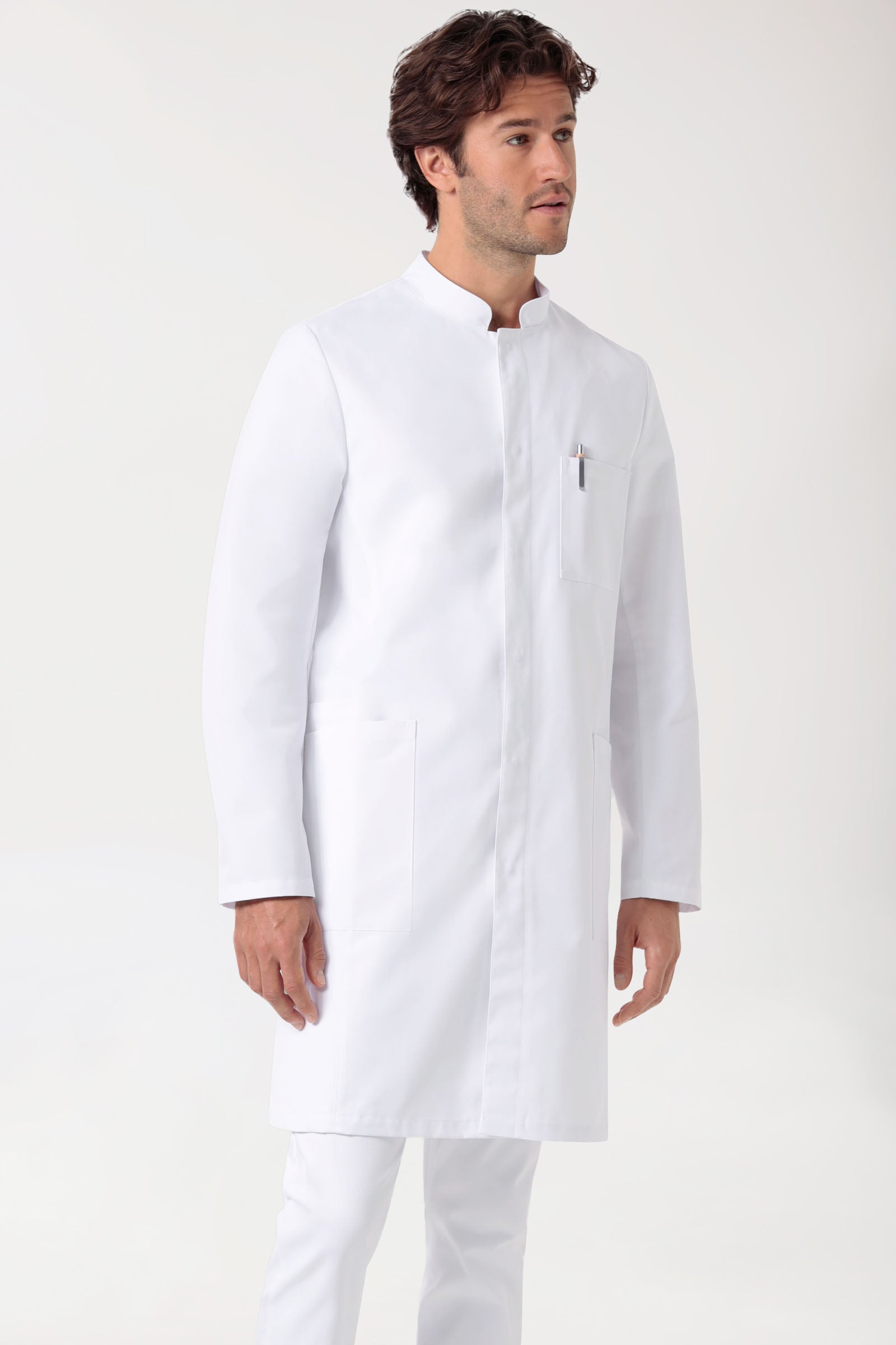 Blouse blanche Homme - Col officier blanc