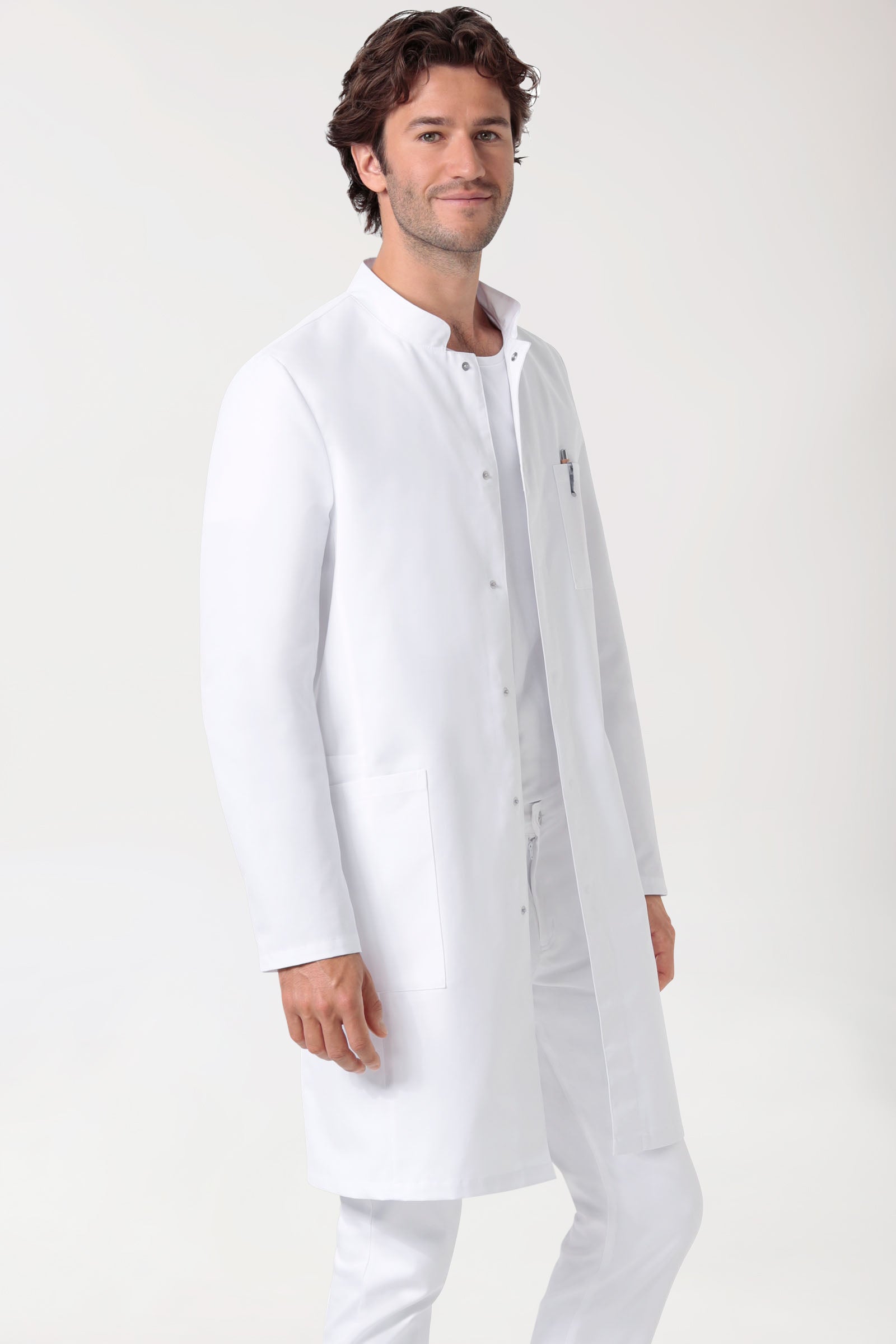 Blouse blanche Homme - Col officier blanc