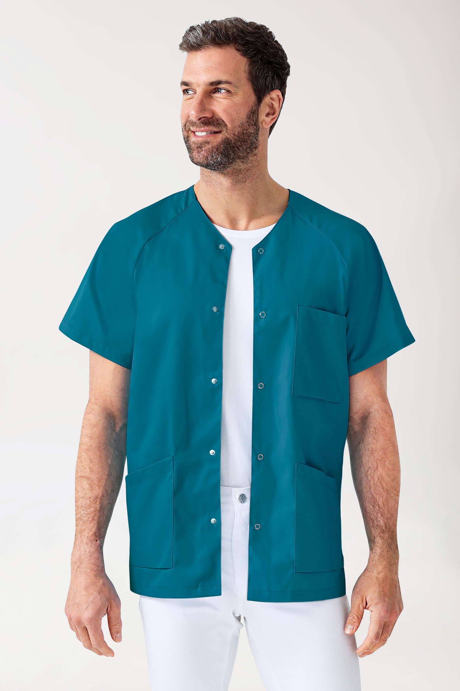 CORE Blouse Homme - Entièrement boutonnée vert pétrole