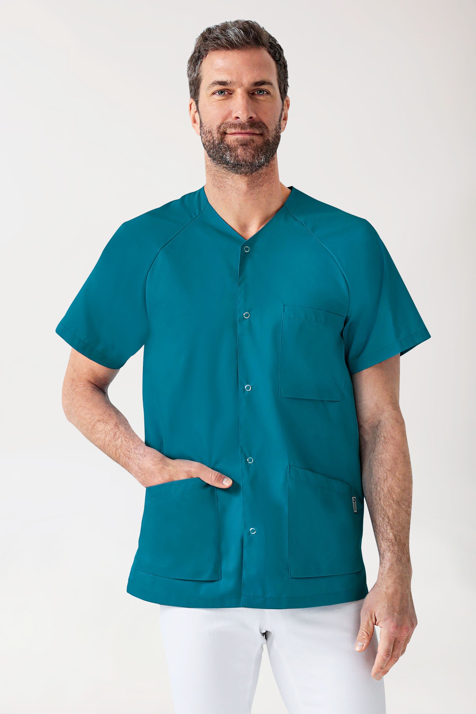 CORE Blouse Homme - Entièrement boutonnée vert pétrole