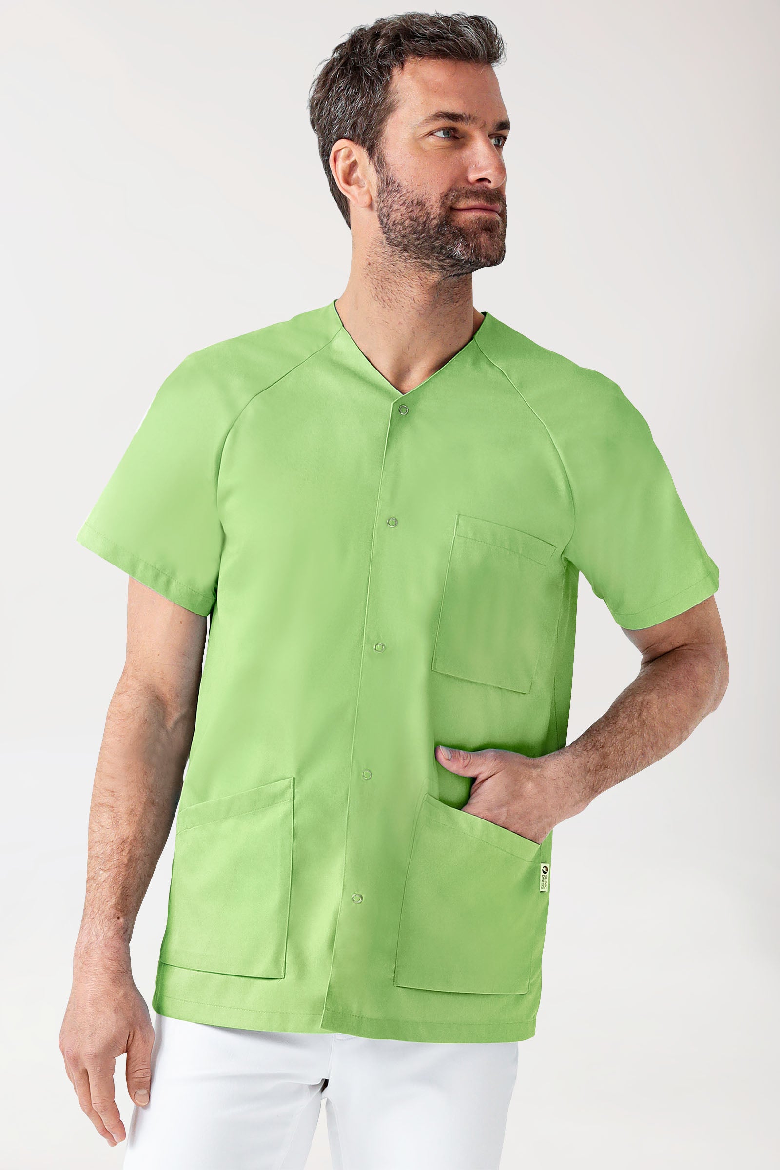 CORE Blouse Homme - Entièrement boutonnée vert pomme