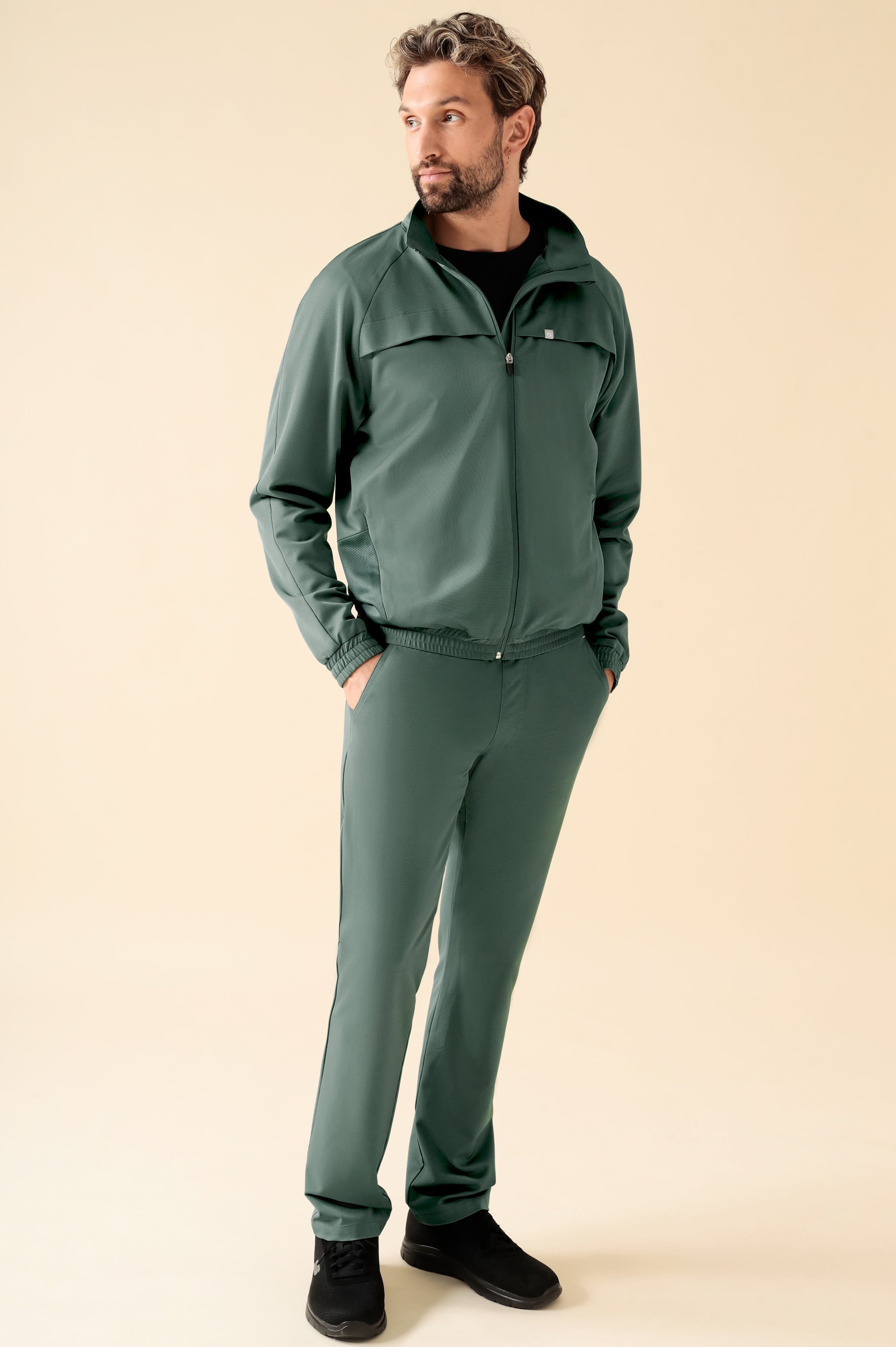 KAERE Veste blouson Homme - Poignet élastiqué vert foncé