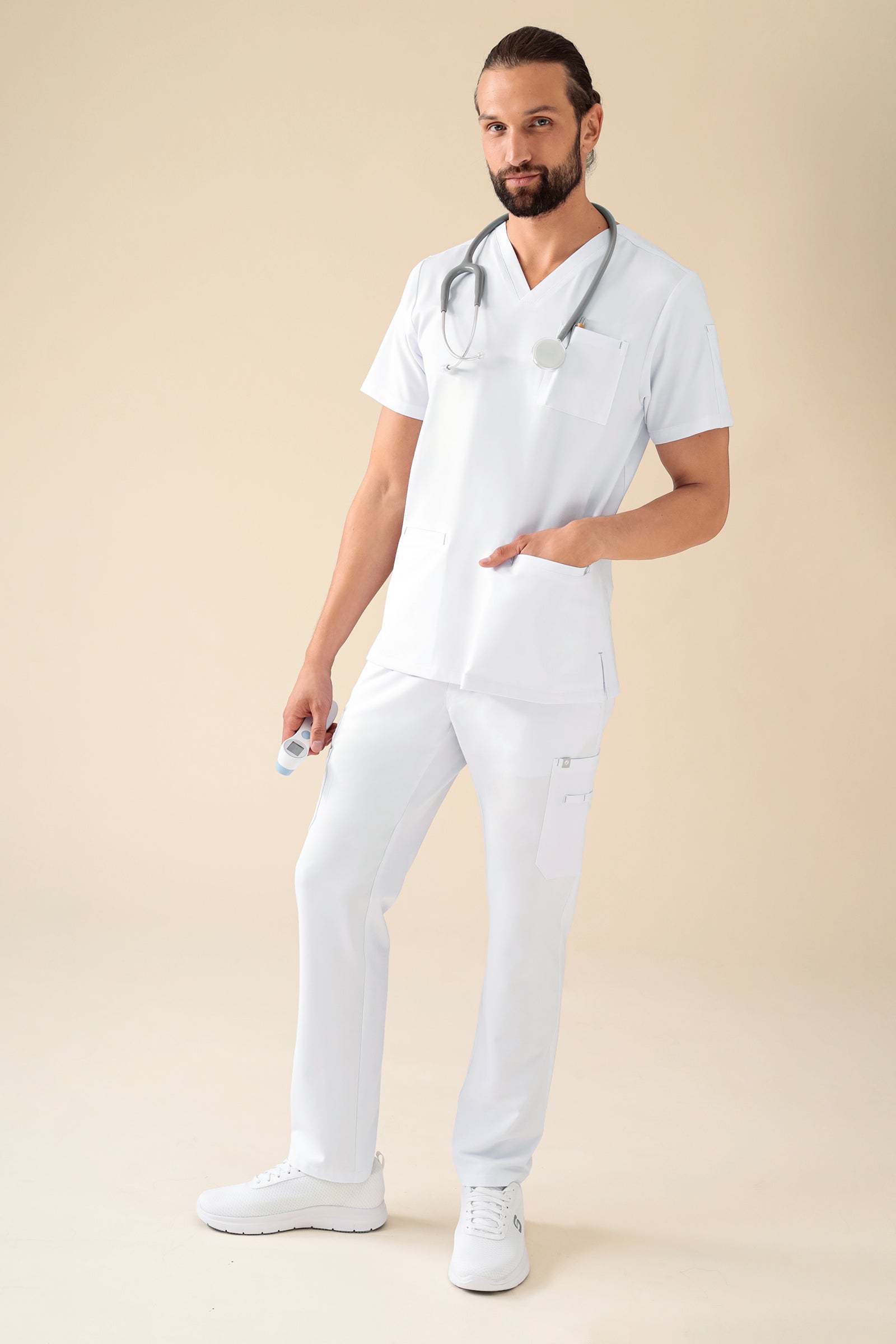 KAERE Pantalon Homme - avec poches cargo blanc